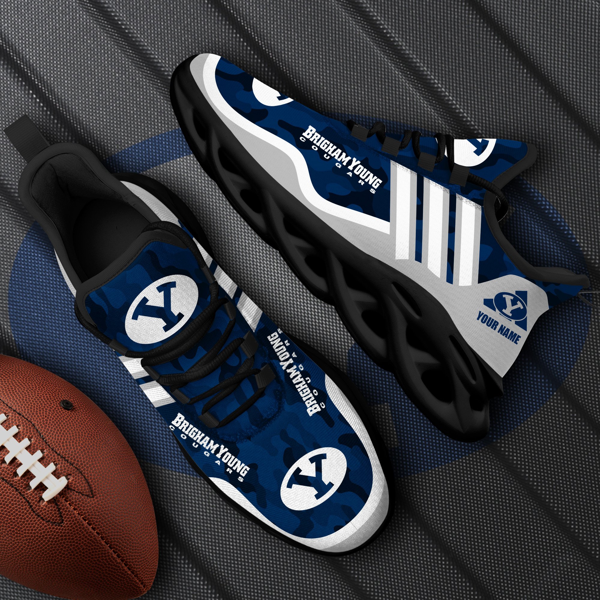 BYU Cougars Black Max Soul Shoes 2026 Versions Custom Name 466