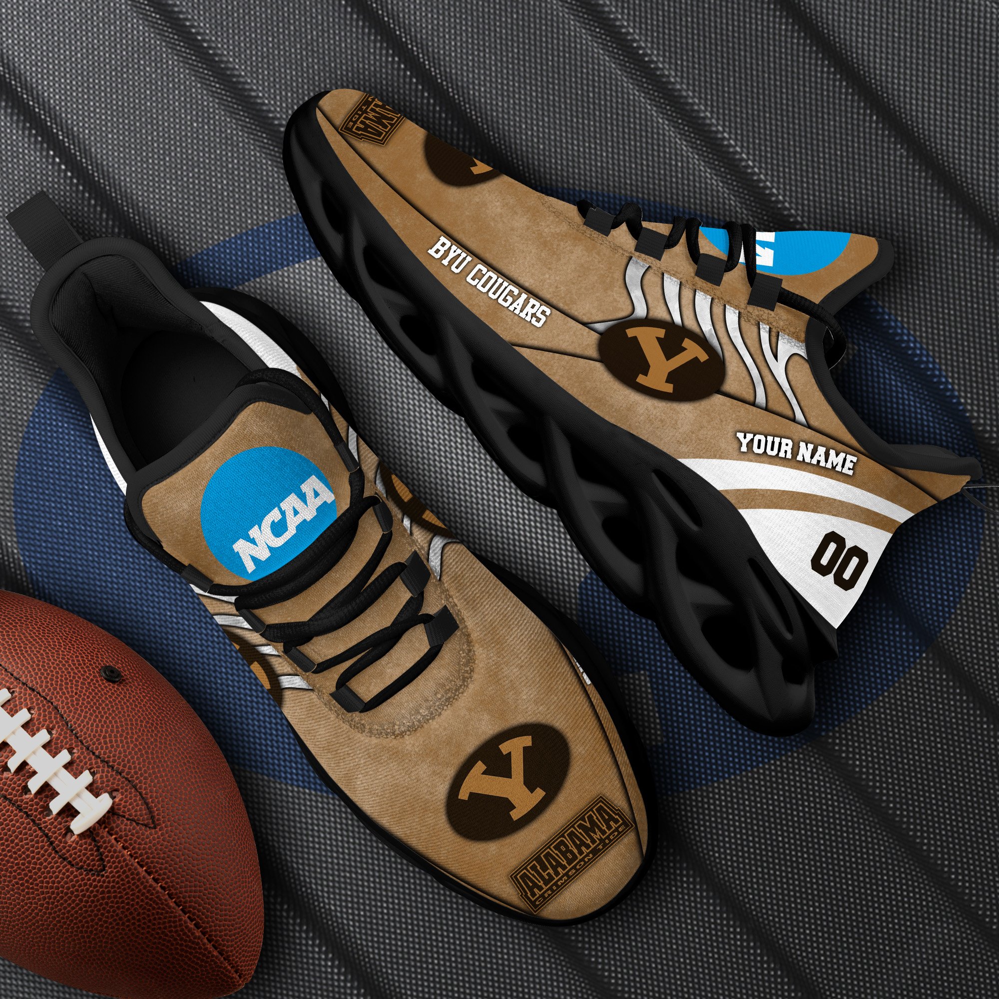 BYU Cougars Black Max Soul Shoes 2026 Versions Custom Your Name And Number 312