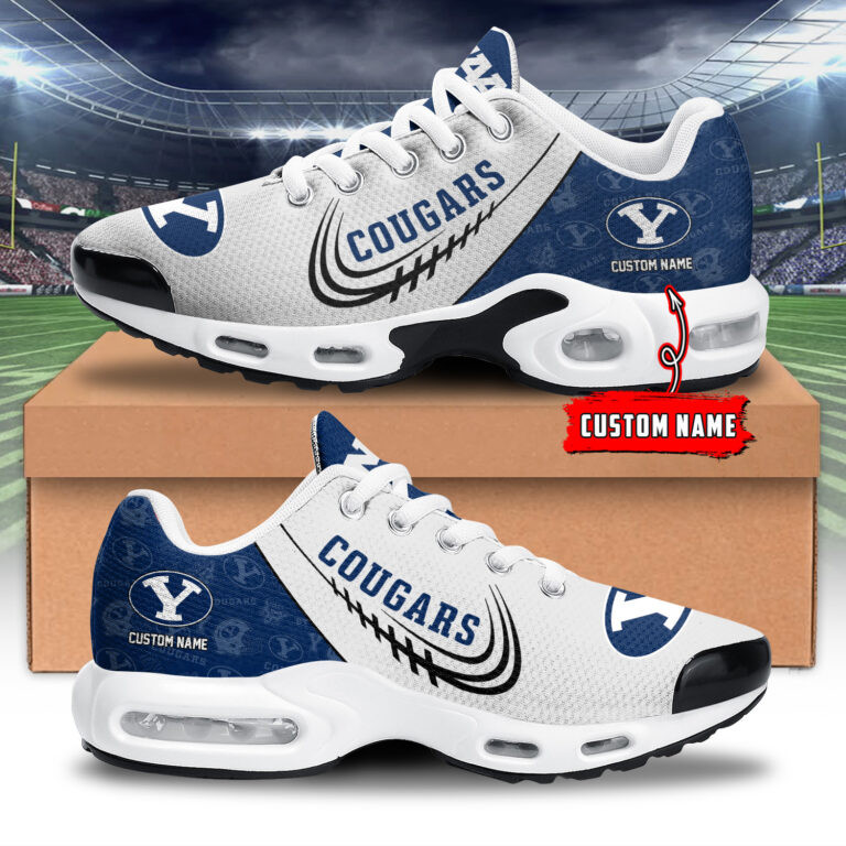 BYU Cougars Personalized Name Team Logo Mix Colors Stitch Line TN Air Max Shoes Air Cushion Sneakers