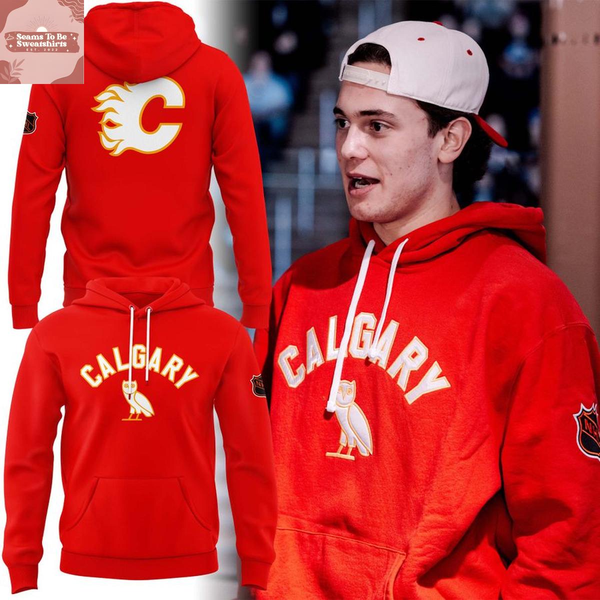 Calgary Flames x OVO 2026 Red Hoodie 