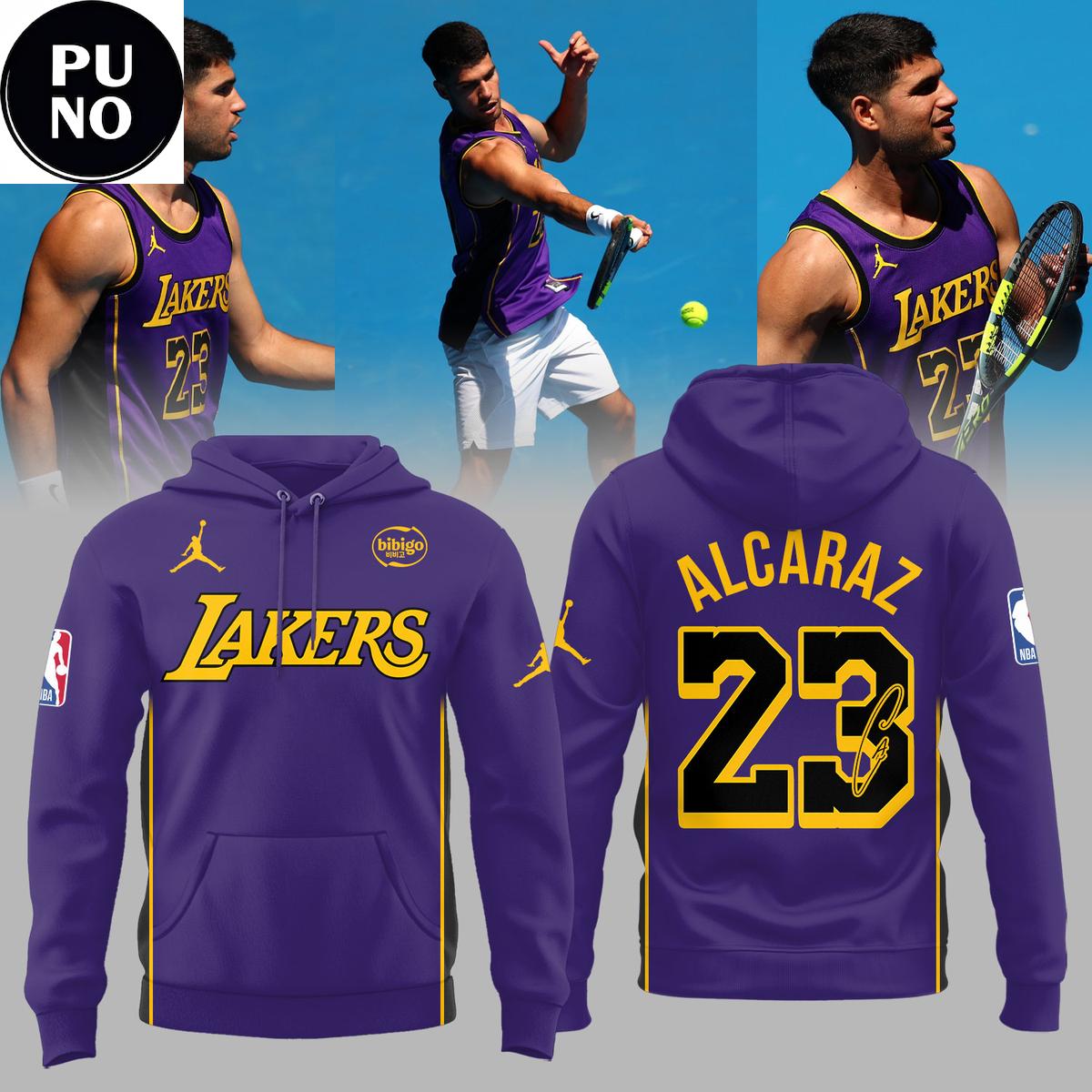 Carlos Alcaraz x LeBron James Los Angeles Lakers 2026 Australian Open Hoodie T-Shirt 