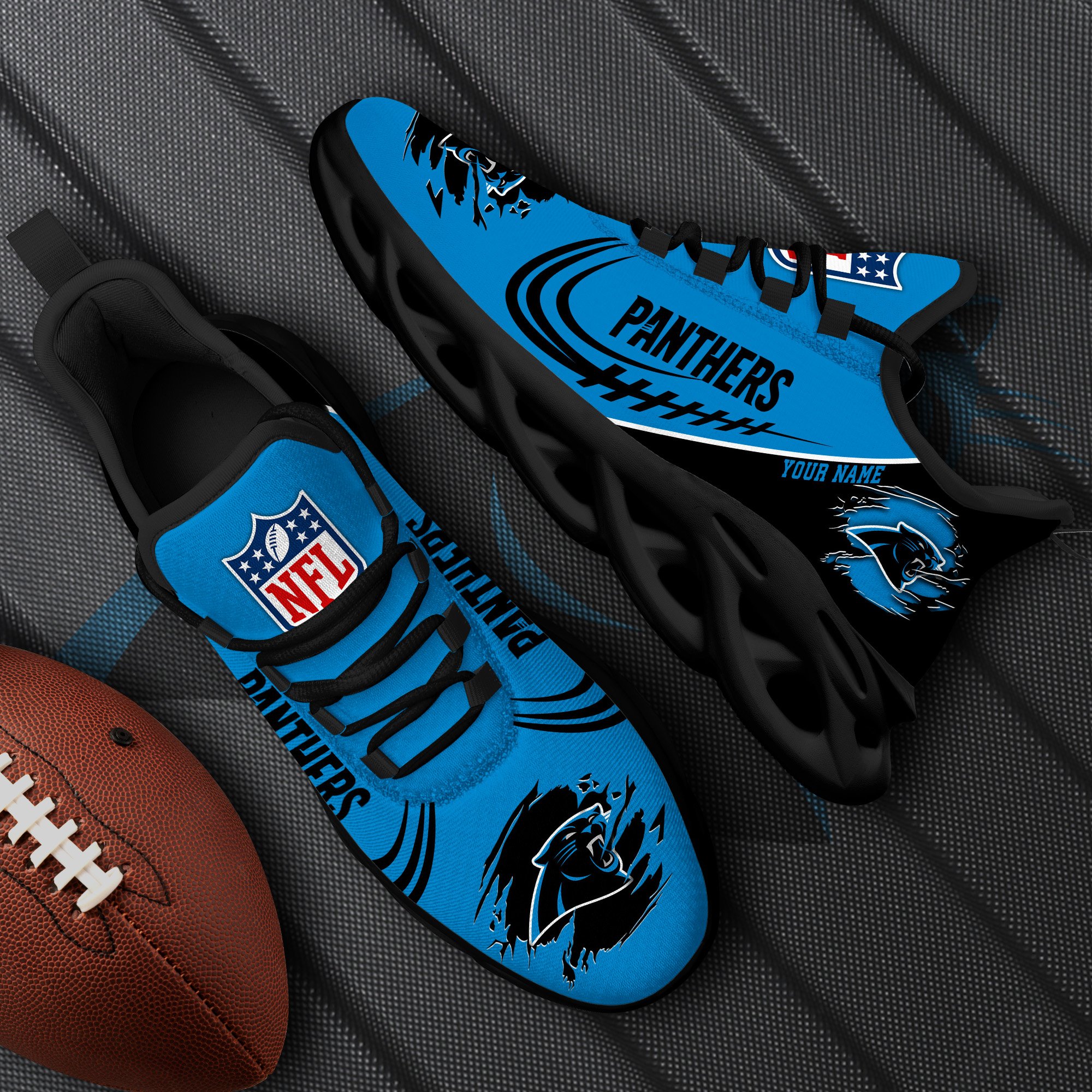 Carolina Panthers Black Max Soul Shoes 2026 Versions Custom Name 003