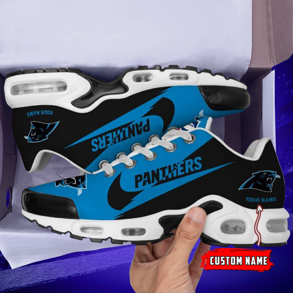 Carolina Panthers Custom Name Black/Blue Air Max Shoes Air Cushion Sneakers