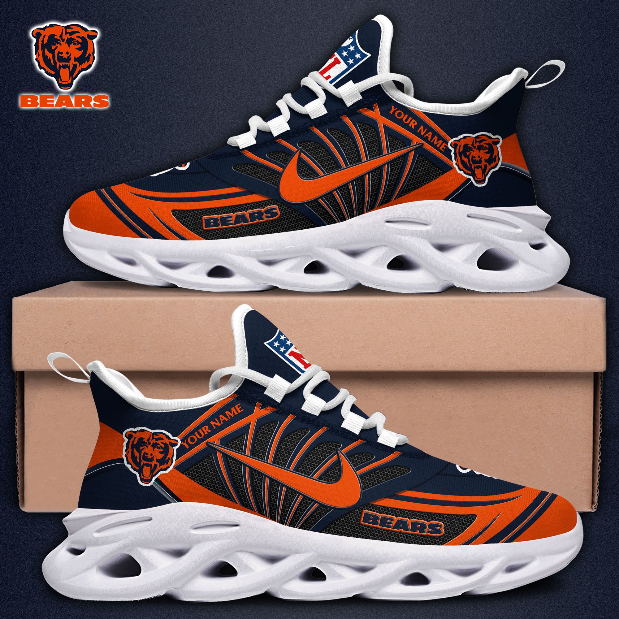 Chicago Bears Black Max Soul Shoes 2026 Versions Custom Name 898