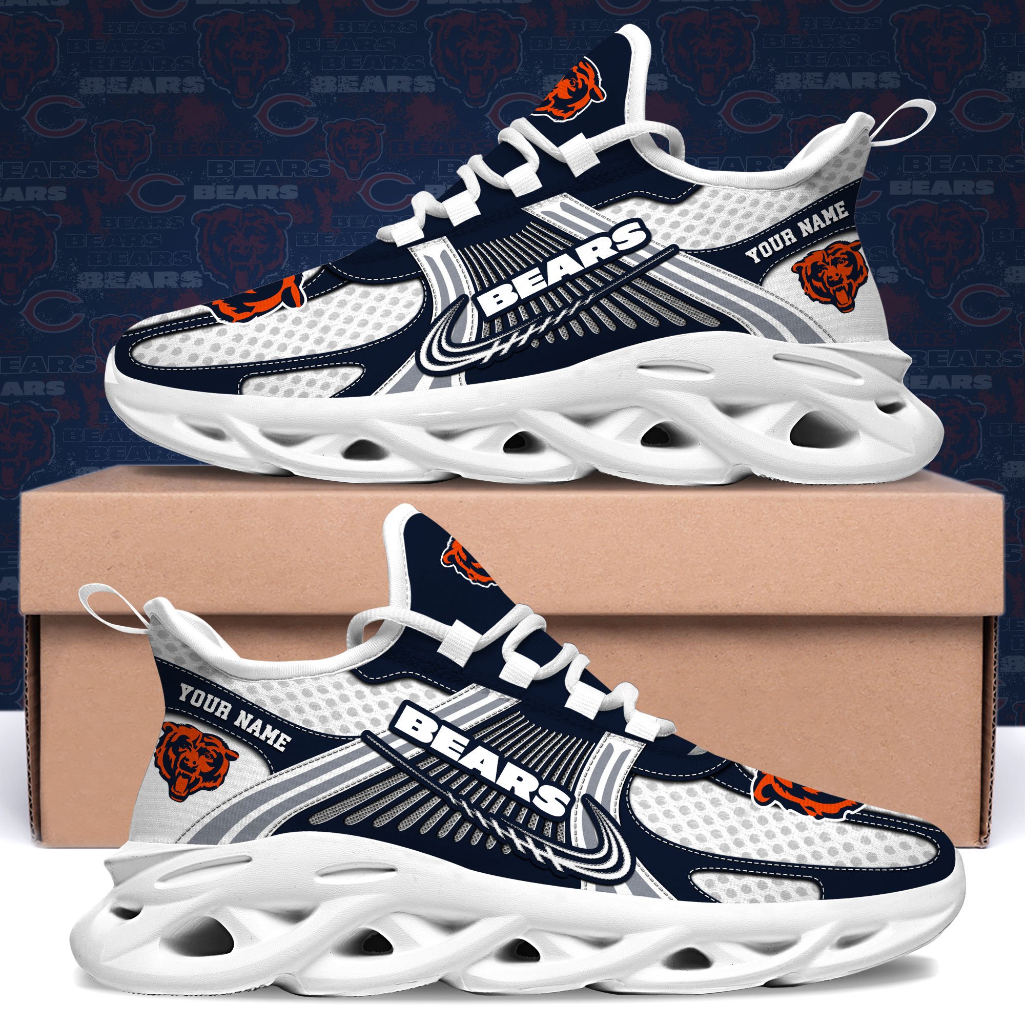 Chicago Bears Clunky Sneakers Custom Your Name, Sport Sneakers For Fans, Gifts For Sport Lovers, Gift For Dad