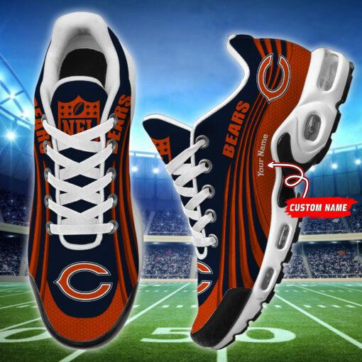 Chicago Bears Personalized Name Team Colors Wave Lines TN Air Max Shoes Air Cushion Sneakers