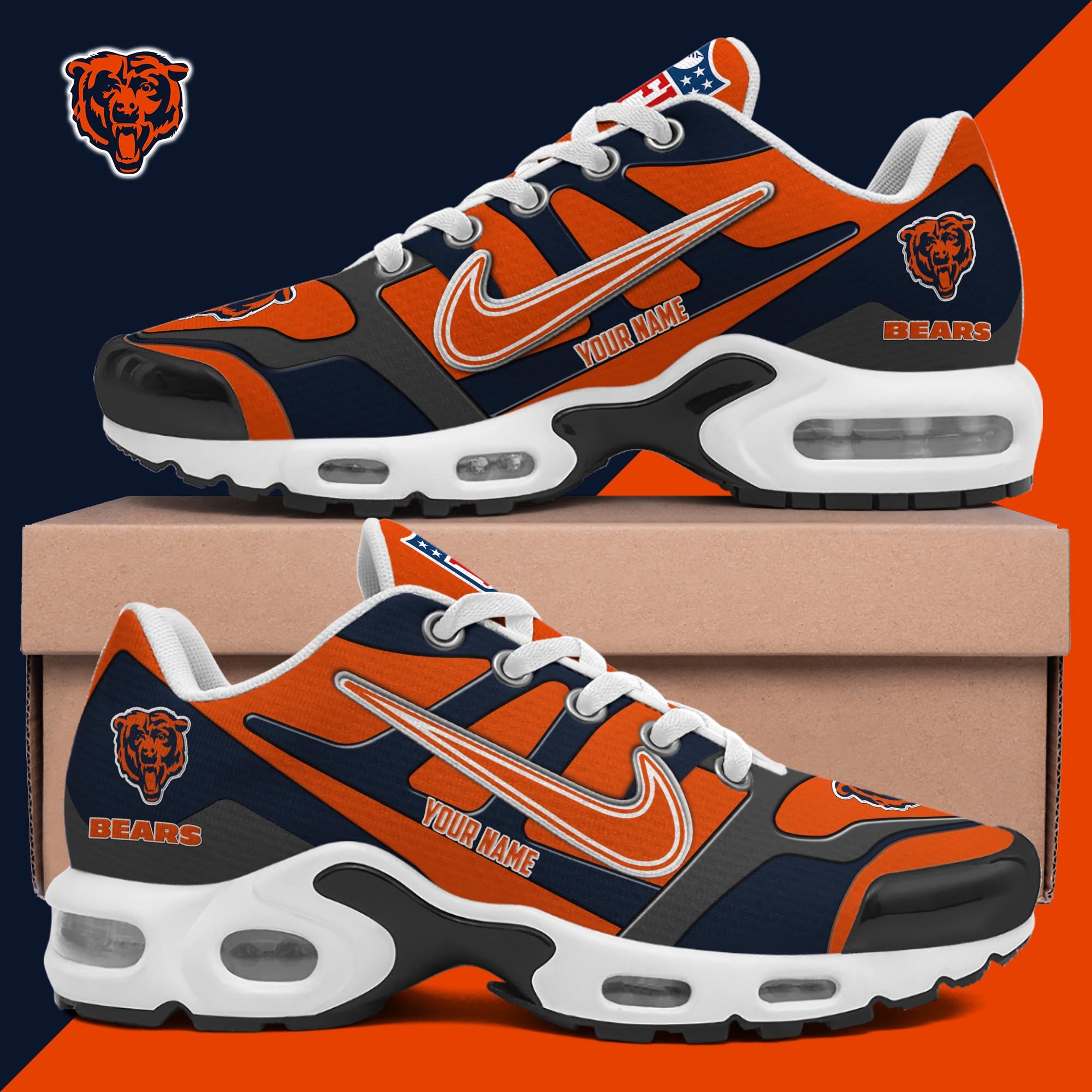 chicago bears tn shoes custom your name 6253 mah1t