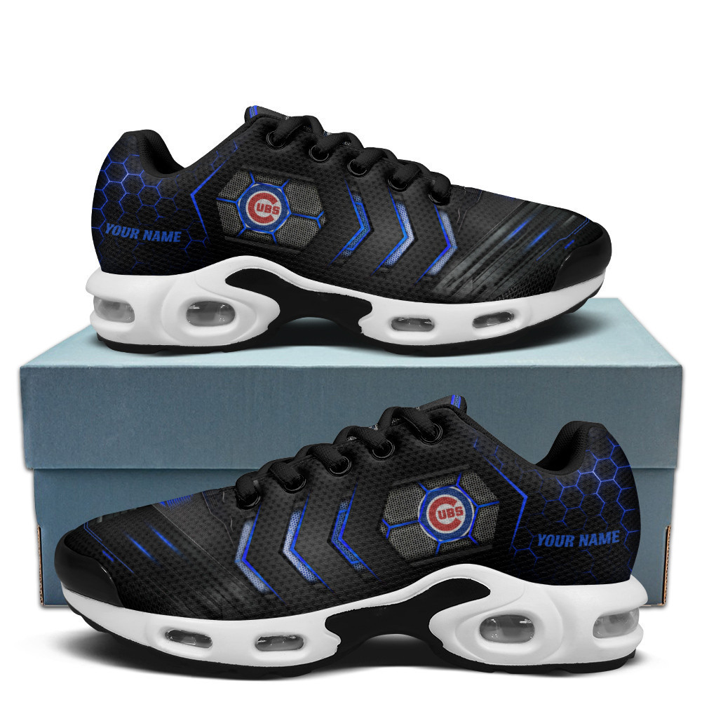 Chicago Cubs Personalized Name Team Colors Arrow Line Beehive Pattern TN Shoes Air Cushion Sneakers