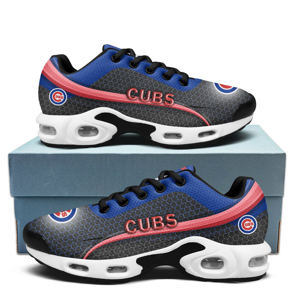 Chicago Cubs Personalized Name Team Colors Wave Line Beehive Pattern TN Shoes Air Cushion Sneakers