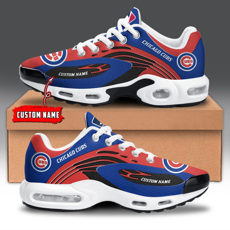 Chicago Cubs Personalized Name Team Logo Mix Colors Wave Line TN Shoes Air Cushion Sneakers