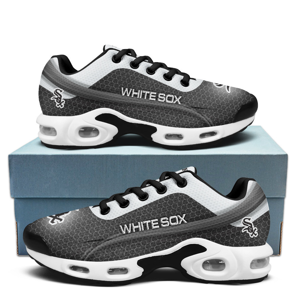 Chicago White Sox Personalized Name Team Colors Wave Line Beehive Pattern TN Air Max Shoes Air Cushion Sneakers