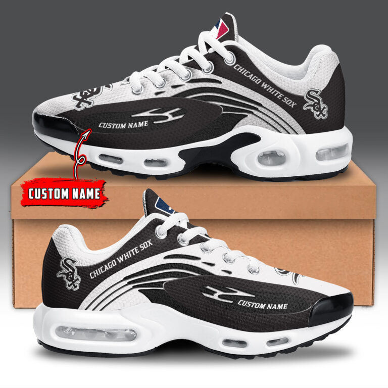 Chicago White Sox Personalized Name Team Logo Mix Colors Wave Line TN Shoes Air Cushion Sneakers