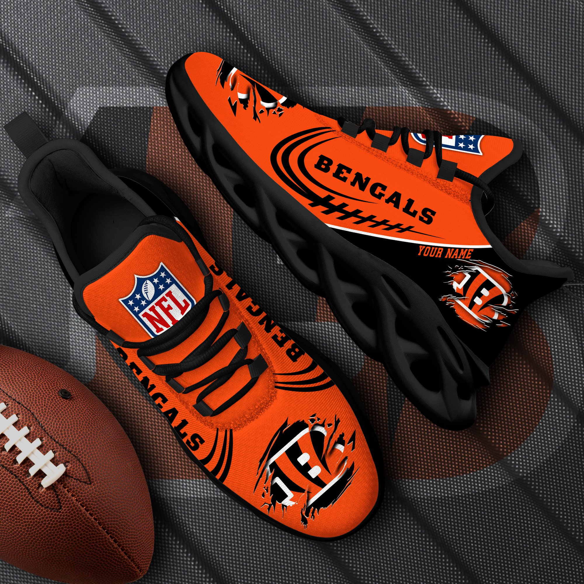 Cincinnati Bengals Black Max Soul Shoes 2026 Versions Custom Name 003
