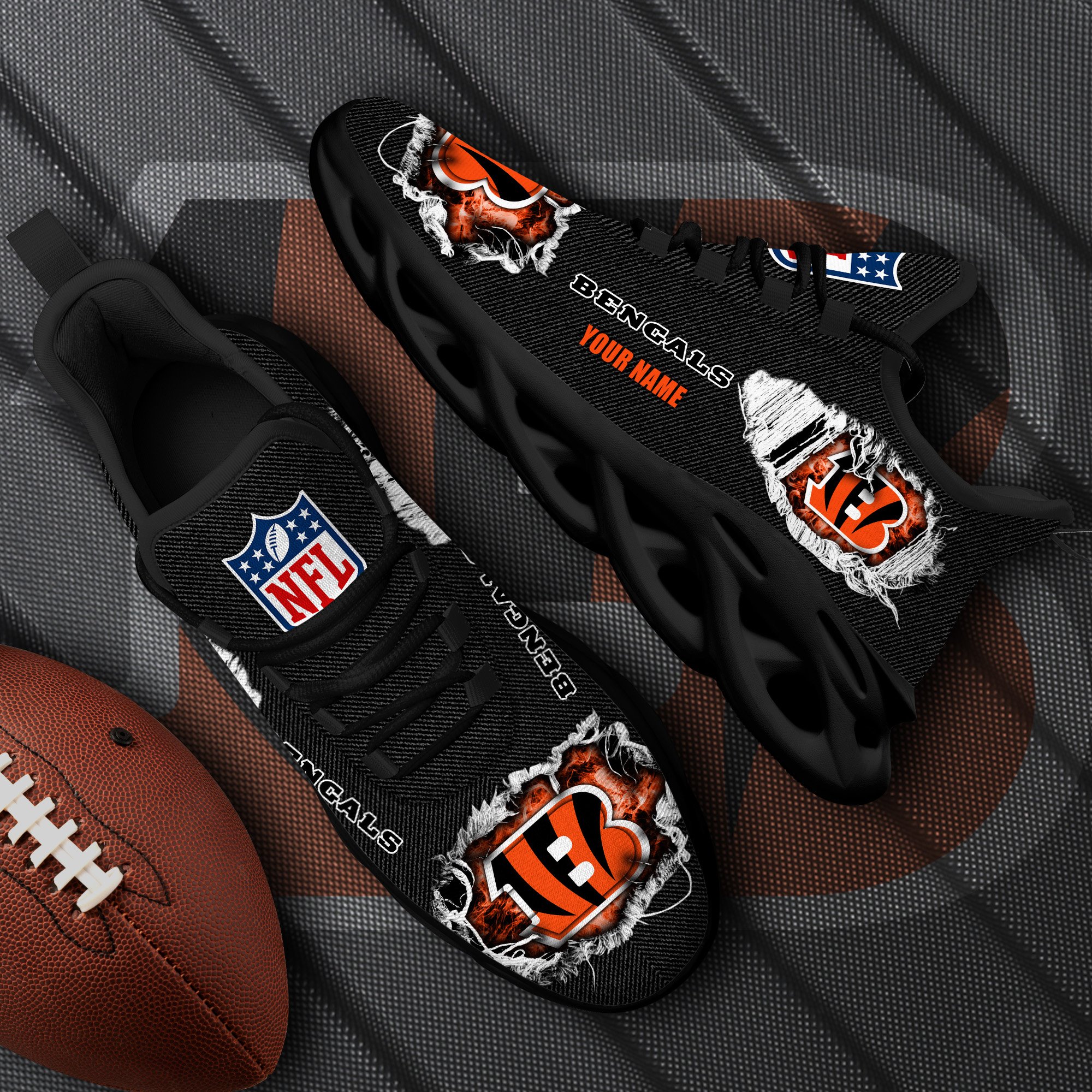 Cincinnati Bengals Black Max Soul Shoes 2026 Versions Custom Name 554