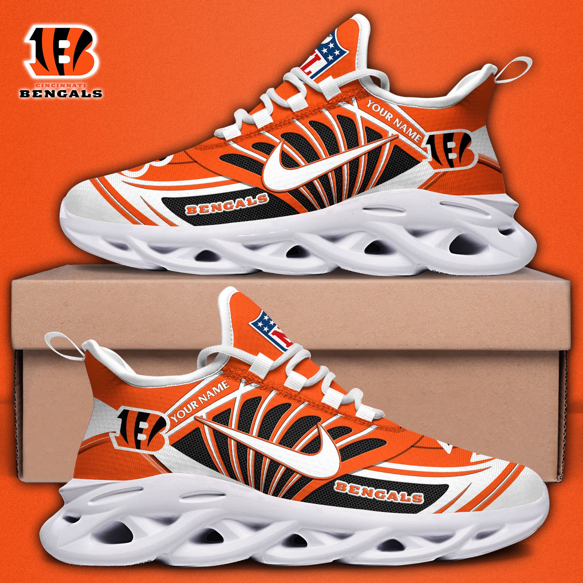 Cincinnati Bengals Black Max Soul Shoes 2026 Versions Custom Name 898
