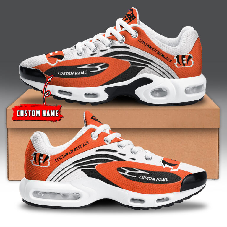 Cincinnati Bengals Personalized Name Team Logo Mix Colors Wave Line TN Air Max Shoes Air Cushion Sneakers
