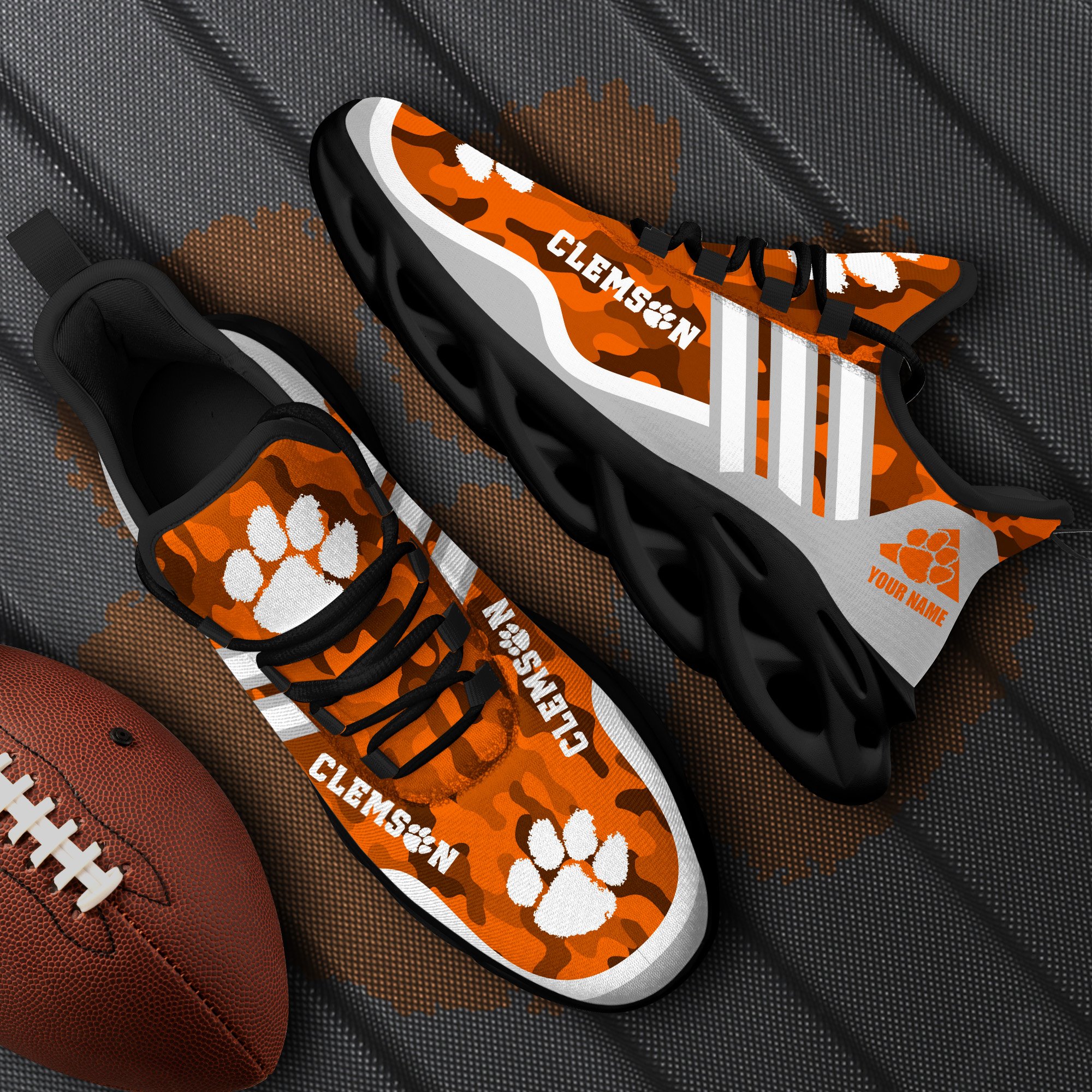 Clemson Tigers Black Max Soul Shoes 2026 Versions Custom Name 466