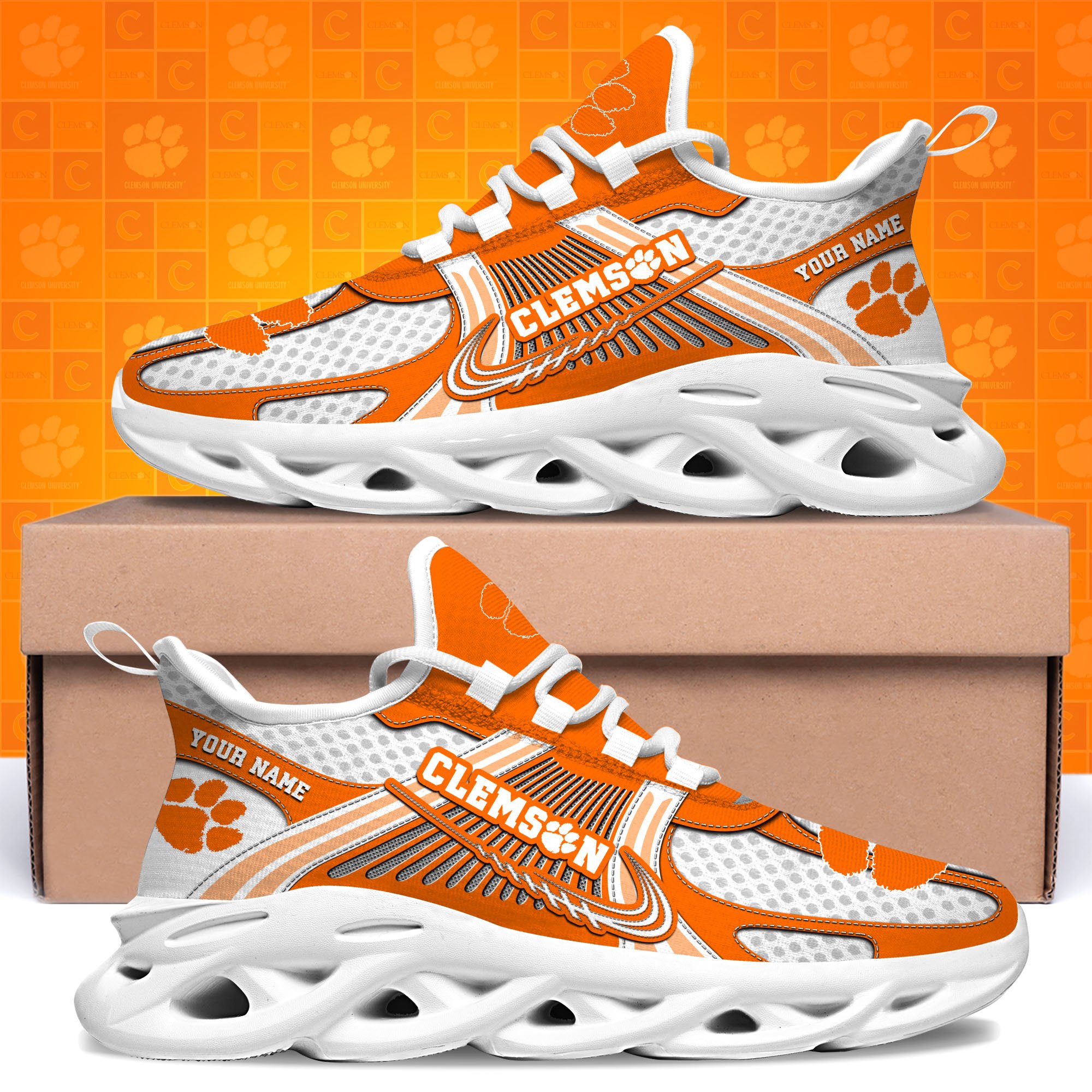clemson tigers clunky sneakers custom your name sport sneakers sport gifts for fan gifts for him 3506