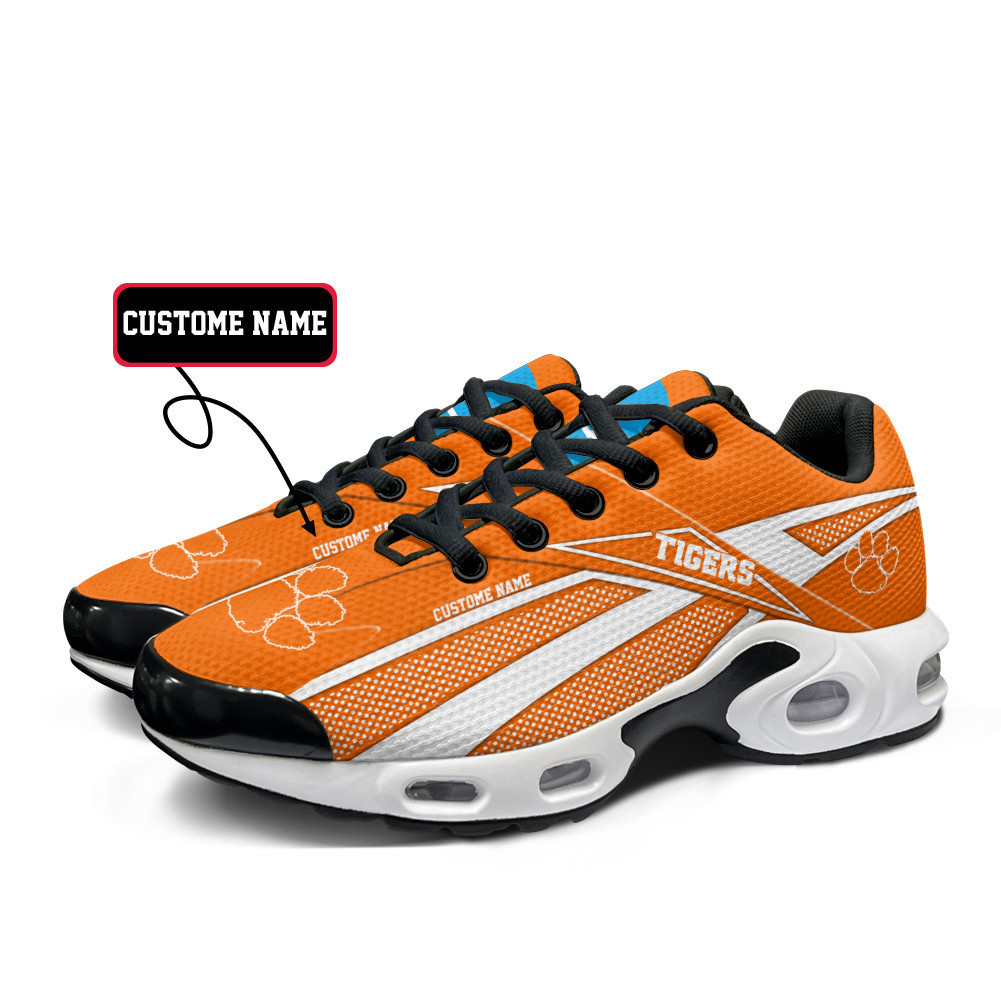 Clemson Tigers Personalized Name Team Colors Supersonic Line Pattern TN Shoes Air Cushion Sneakers