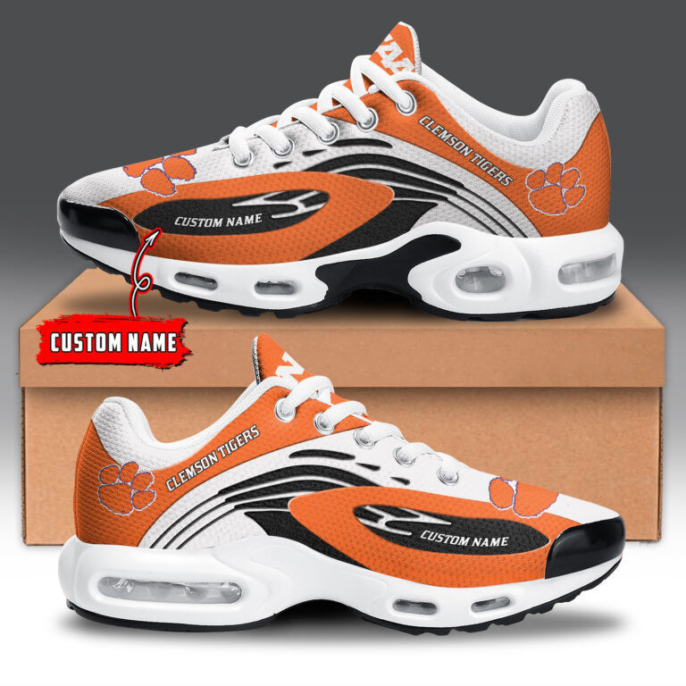 Clemson Tigers Personalized Name Team Logo Mix Colors Wave Line TN Shoes Air Cushion Sneakers