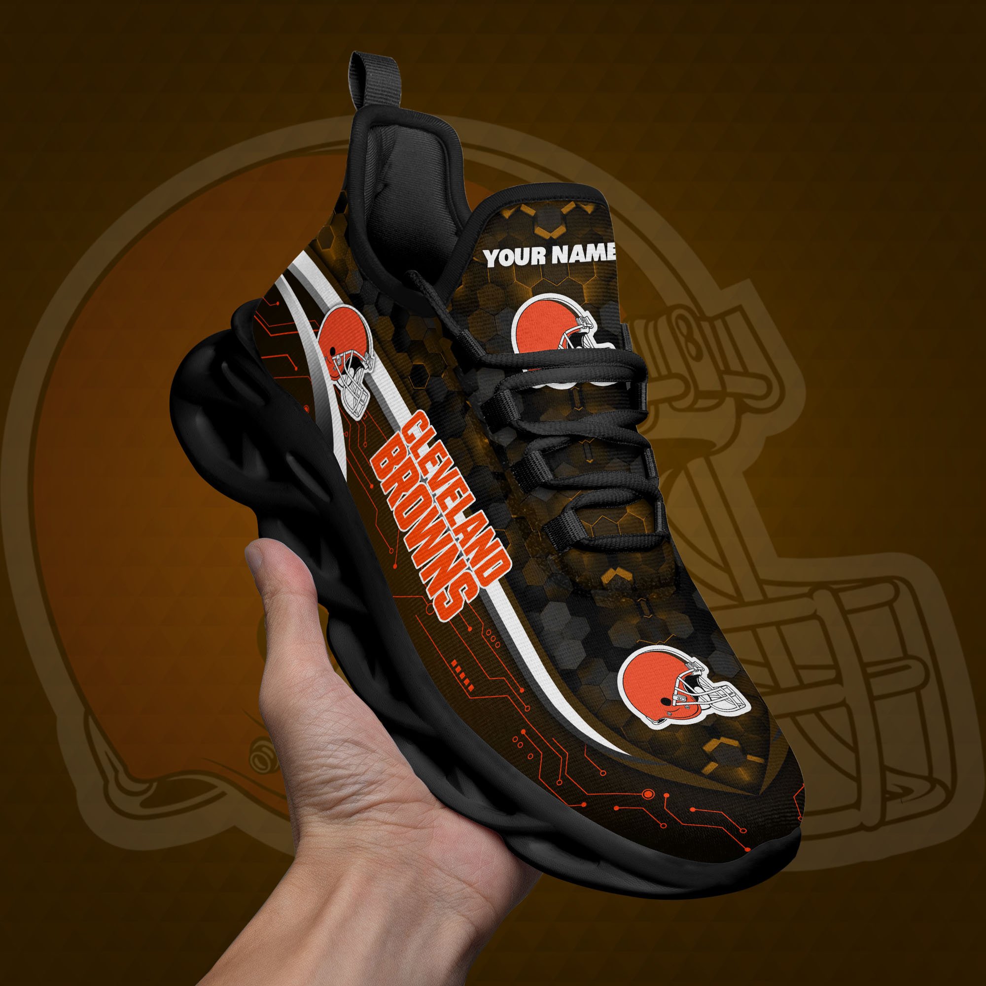 cleveland browns black clunky sneakers custom name max soul shoes sport gifts 3906 dpqv7