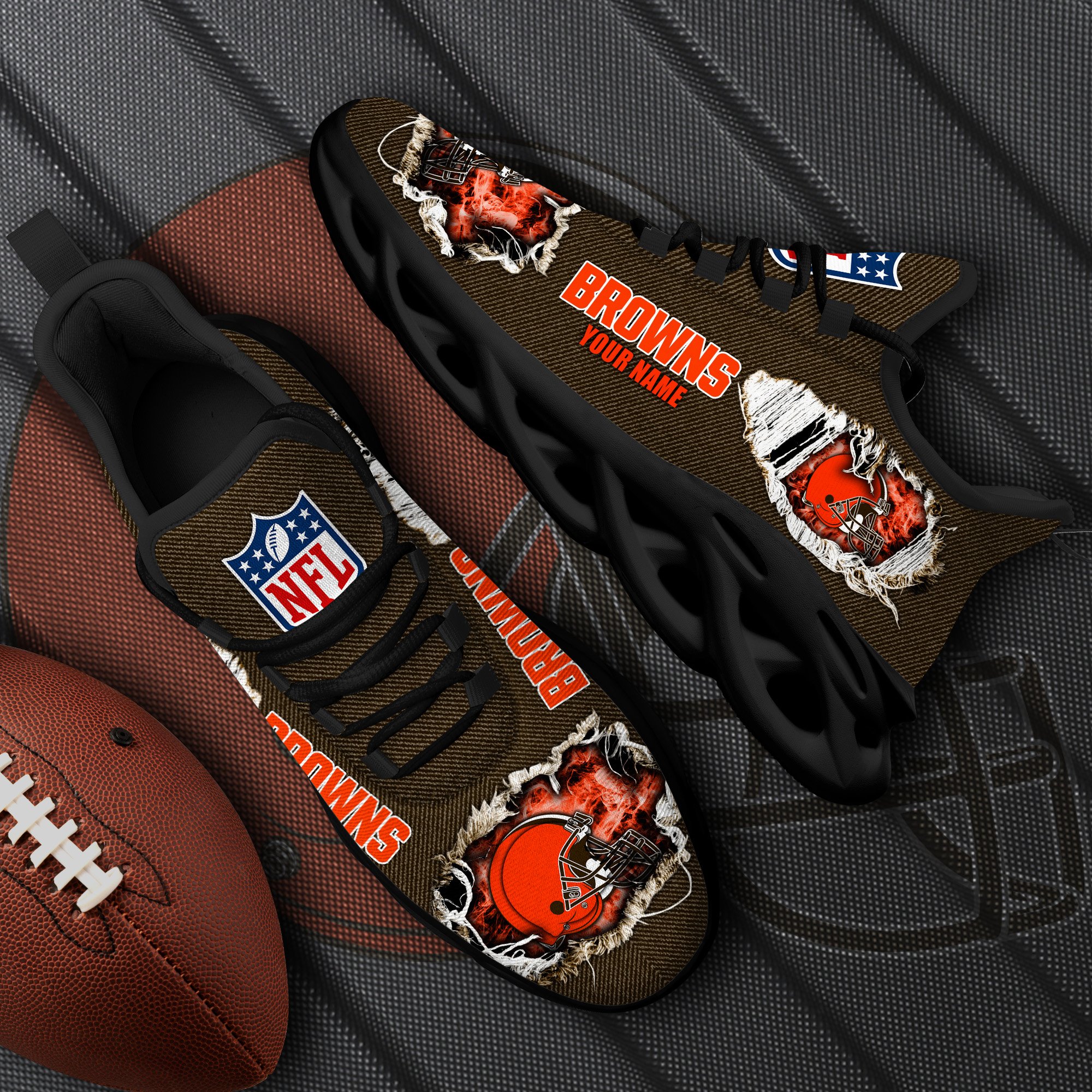 Cleveland Browns Black Max Soul Shoes 2026 Versions Custom Name 554
