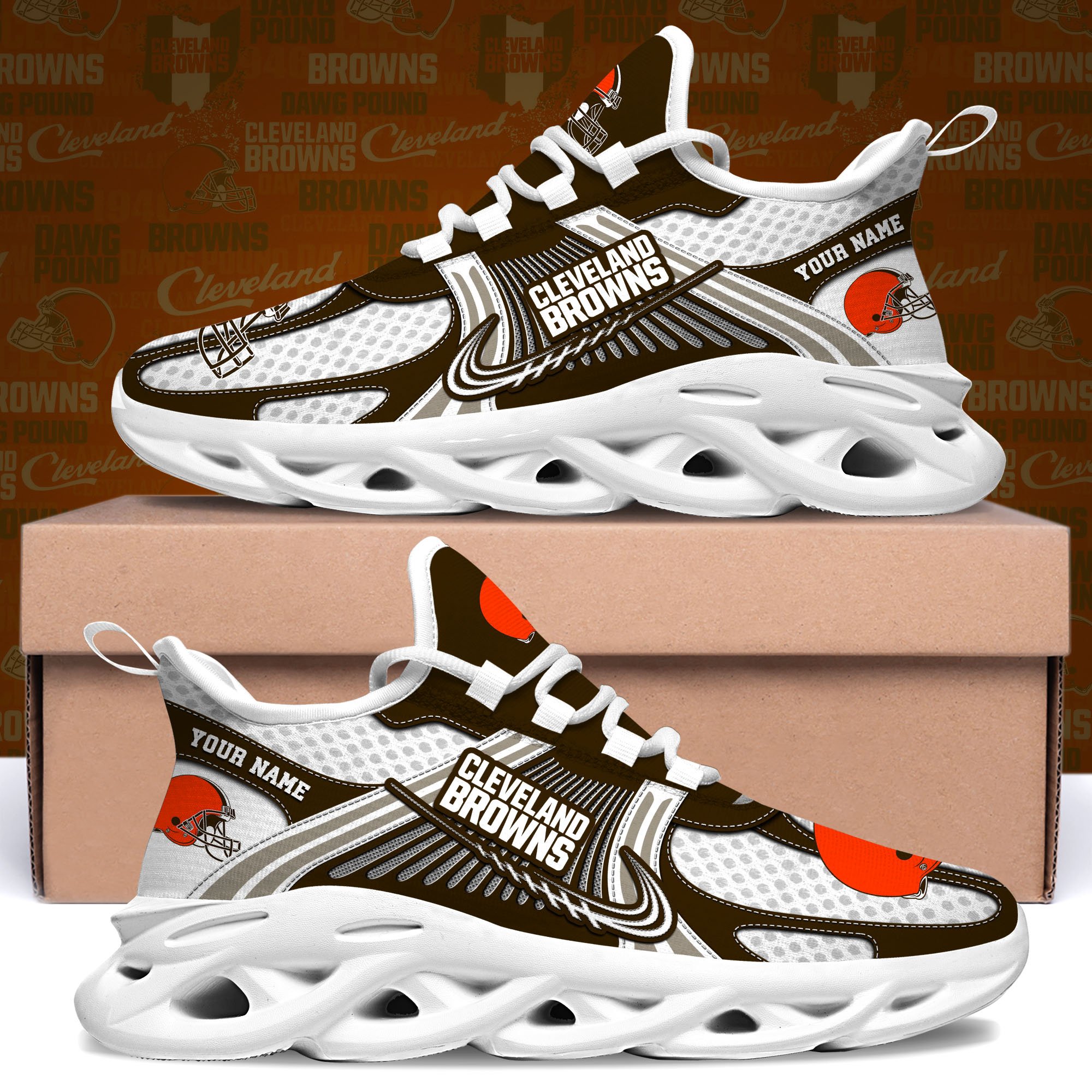 cleveland browns clunky sneakers custom your name sport sneakers for fans gifts for sport lovers gift for dad 1184 vzatq