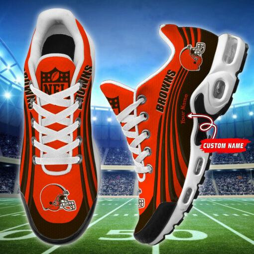 Cleveland Browns Personalized Name Team Colors Wave Lines TN Air Max Shoes Air Cushion Sneakers