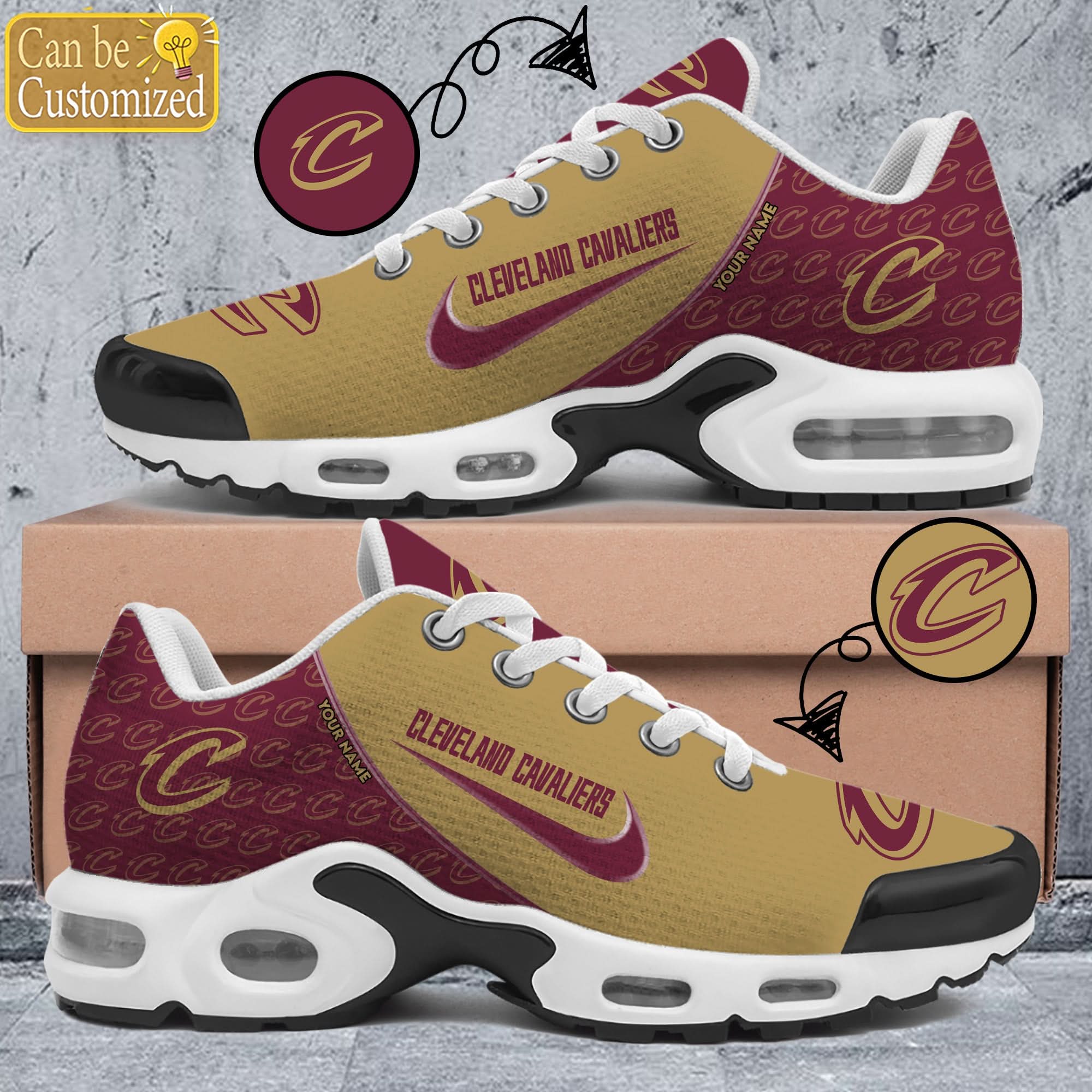 Cleveland Cavaliers Premium A951 Shoes Personalized