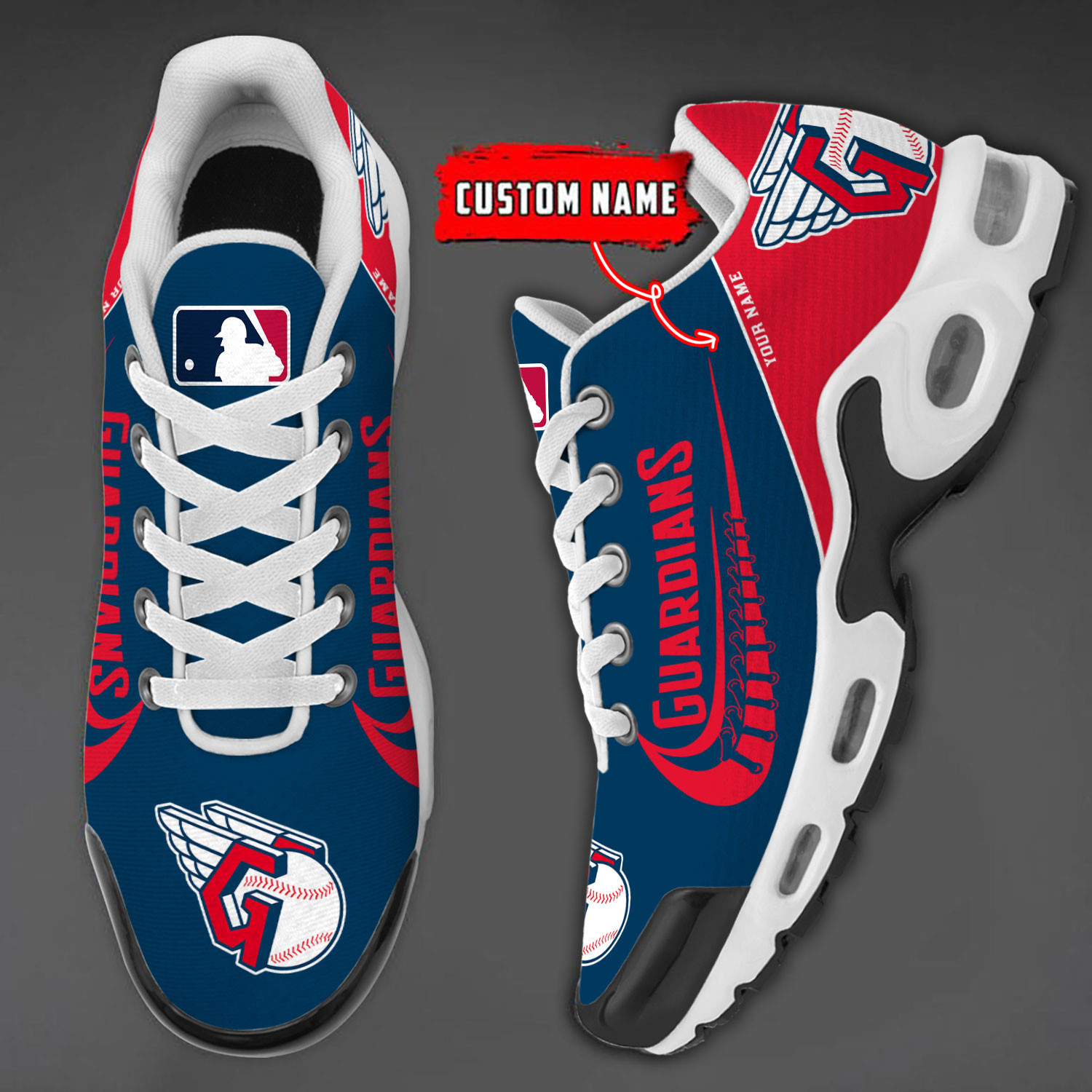 cleveland guardians team logo baseball god wings air max shoes sneaker 2653 ht0ud