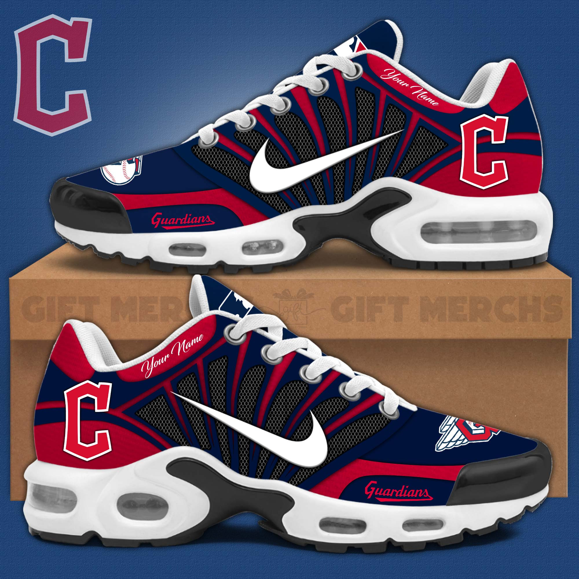 cleveland guardians tn air max plus shoes sneakers for men and women 4858 b2yob
