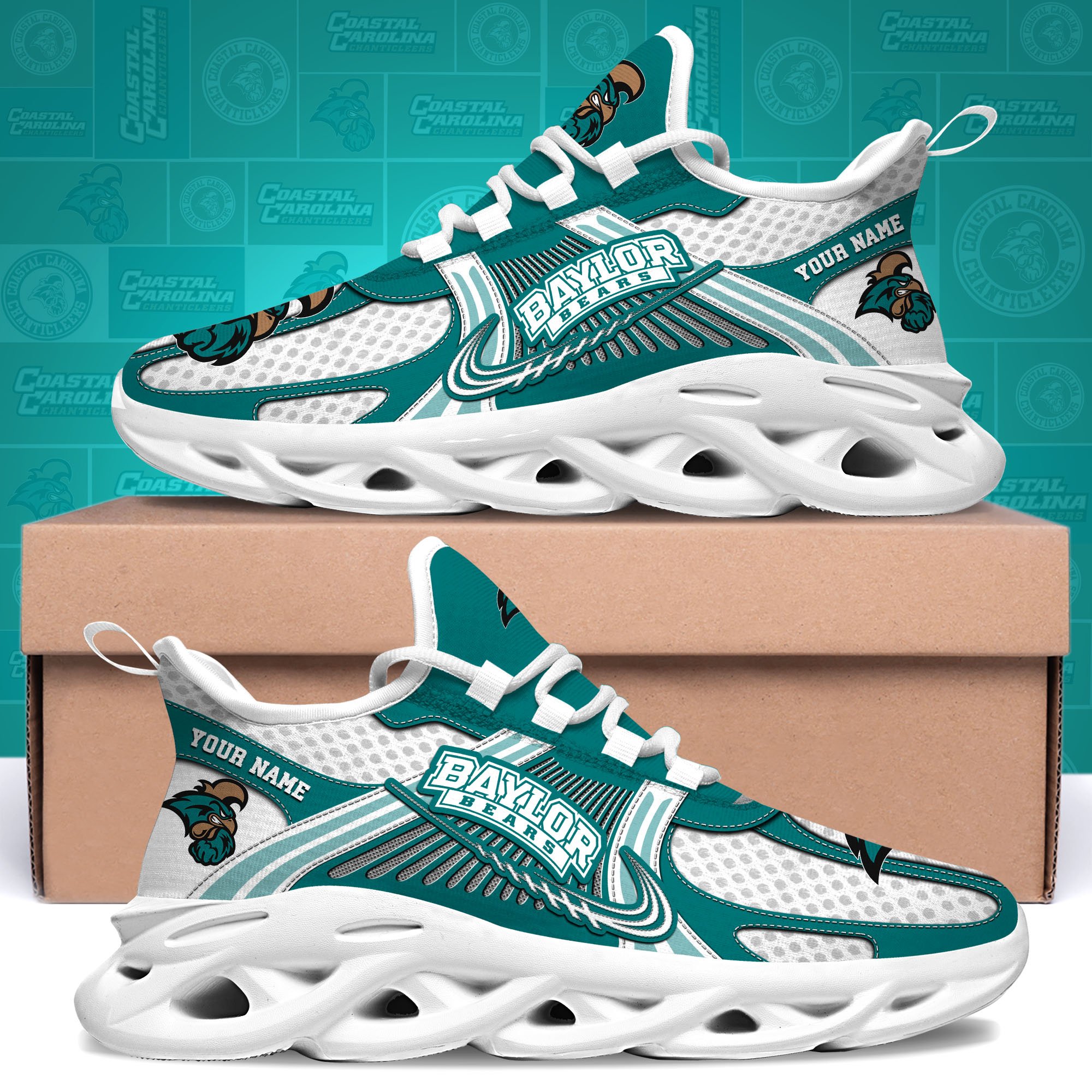 coastal carolina chanticleers clunky sneakers custom your name sport sneakers sport gifts for fan gifts for him 7128 4wpkj
