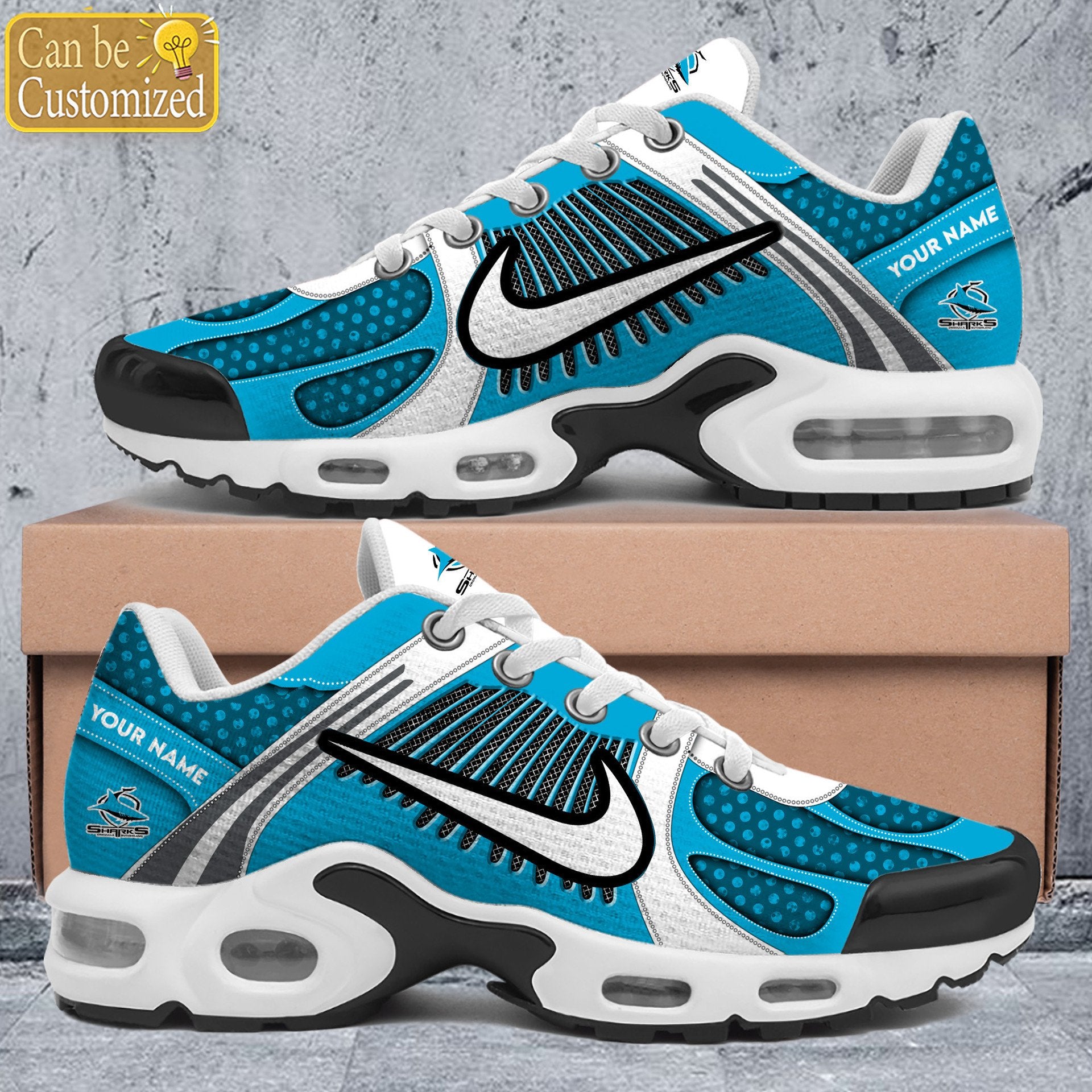 cronulla sutherland sharks customized unisex air max plus sneakers 9866 qpfph