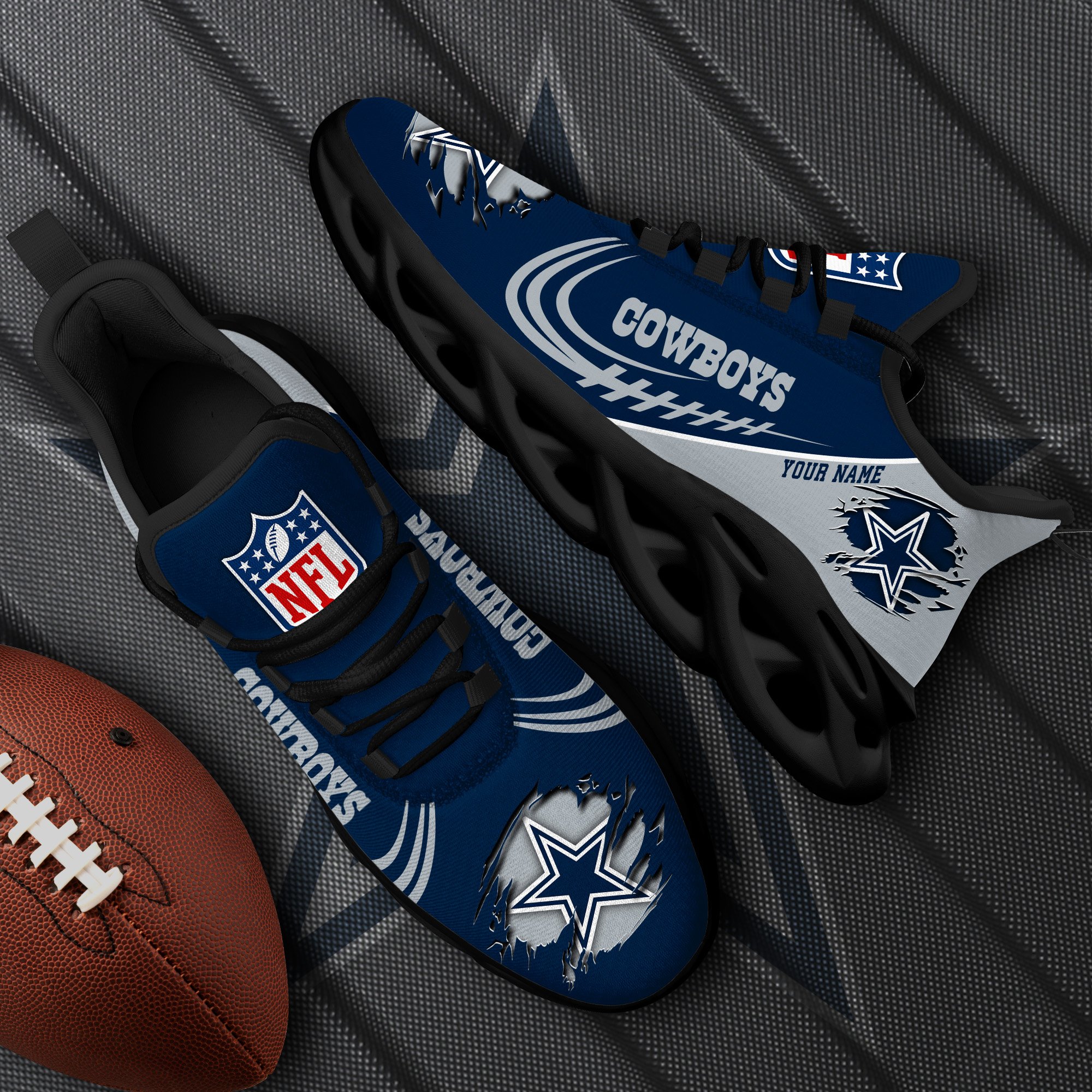 Dallas Cowboys Black Max Soul Shoes 2026 Versions Custom Name 003