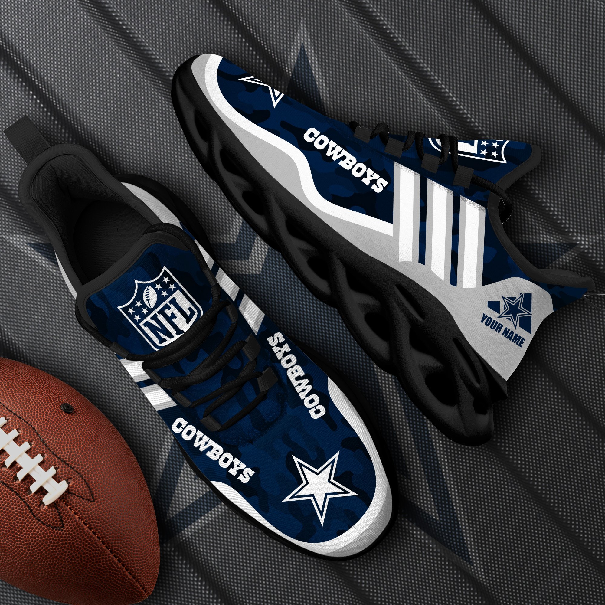 Dallas Cowboys Black Max Soul Shoes 2026 Versions Custom Name 430
