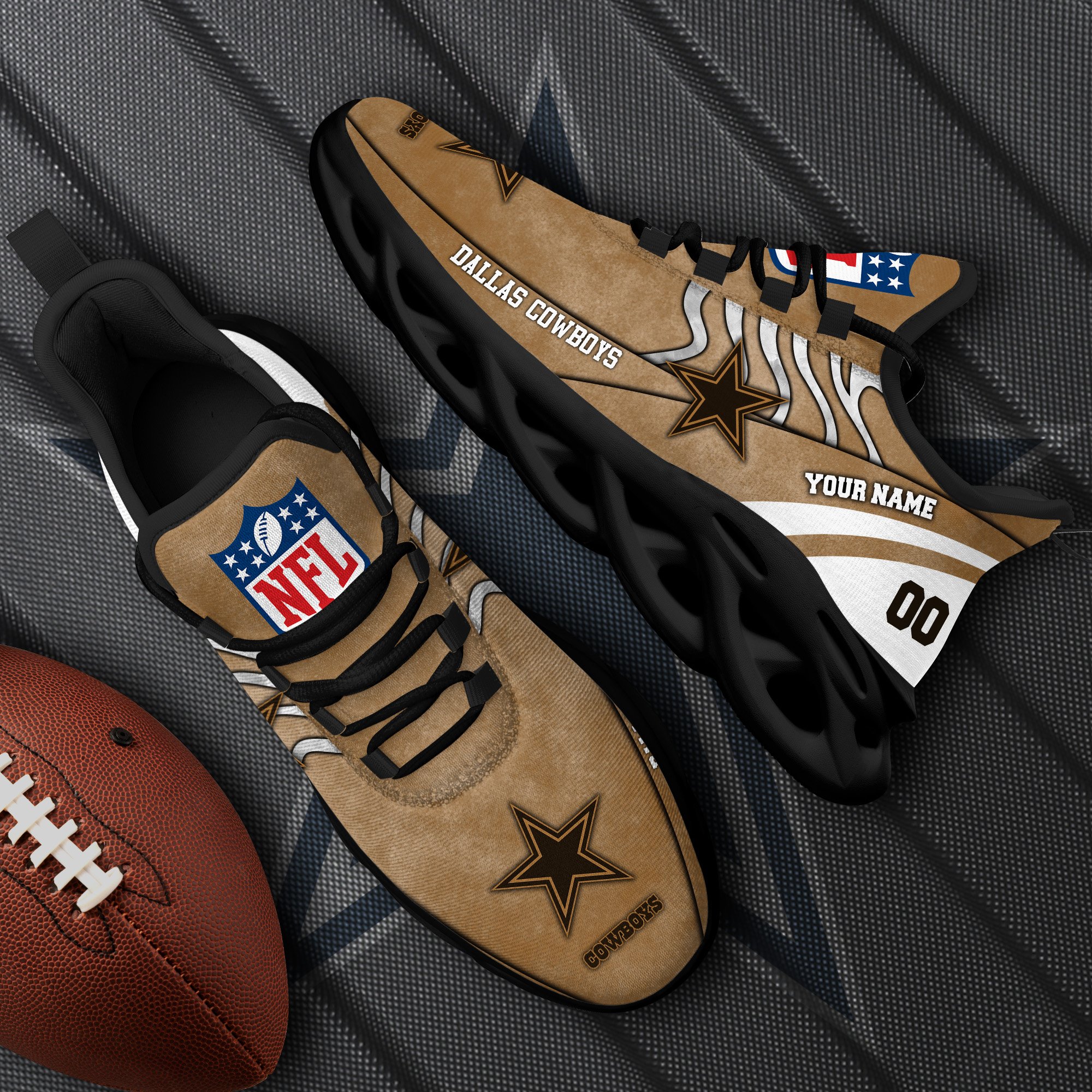 Dallas Cowboys Black Max Soul Shoes 2026 Versions Custom Your Name And Number 264