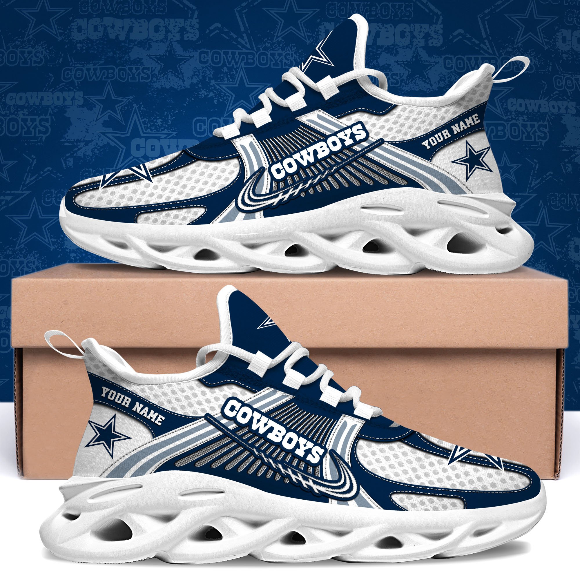 Dallas Cowboys Clunky Sneakers Custom Your Name, Sport Sneakers For Fans, Gifts For Sport Lovers, Gift For Dad