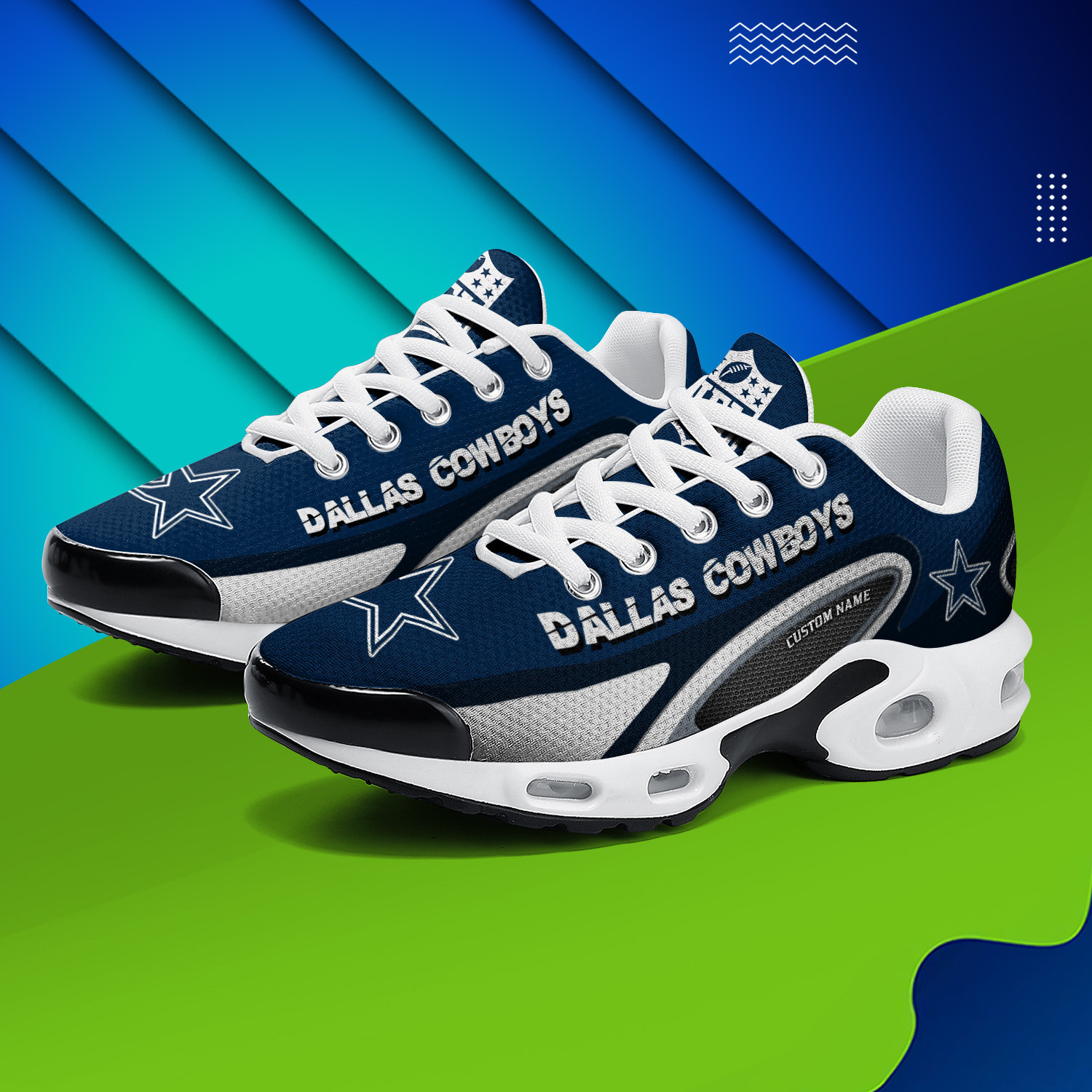 Dallas Cowboys Personalized Name Team Logo Mix Colors Oval Line TN Air Max Shoes Air Cushion Sneakers