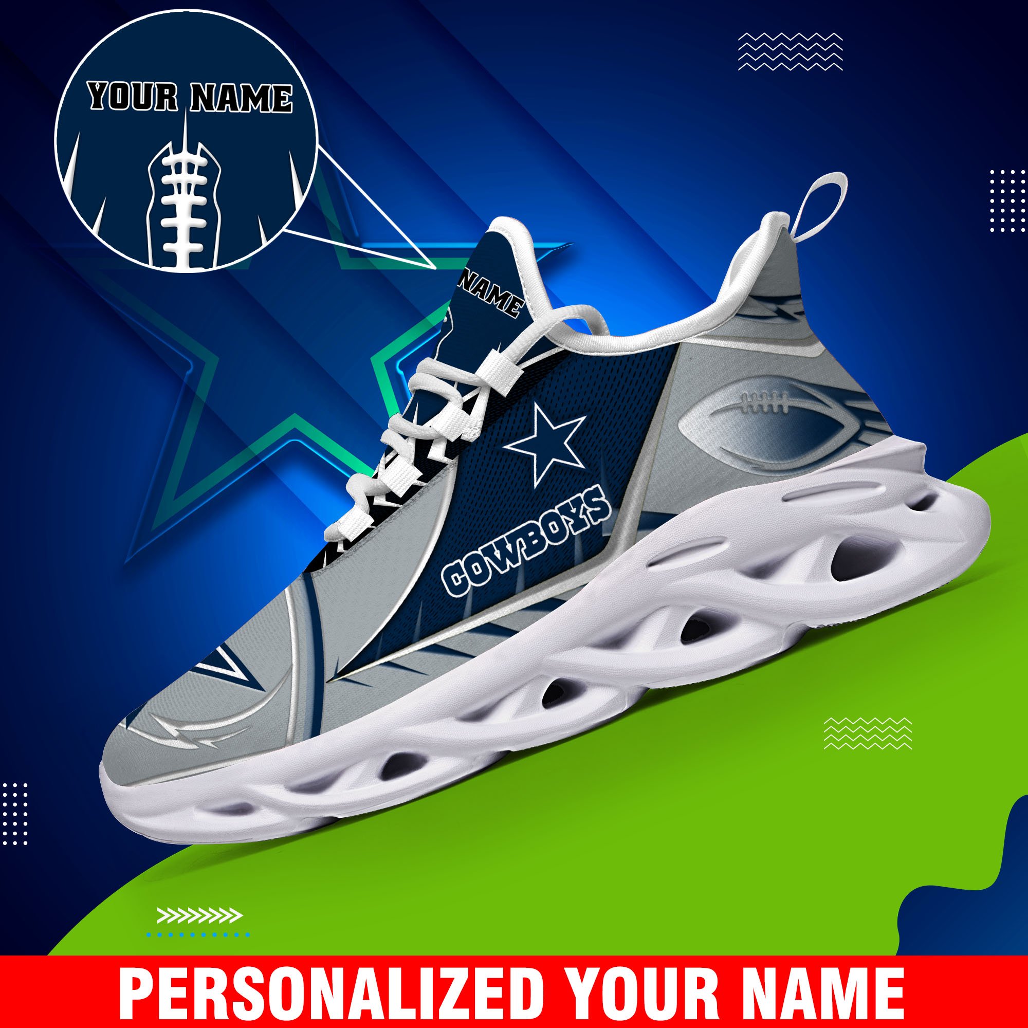 dallas cowboys sport white c sneakers 2026 version personalized your name 528 6394
