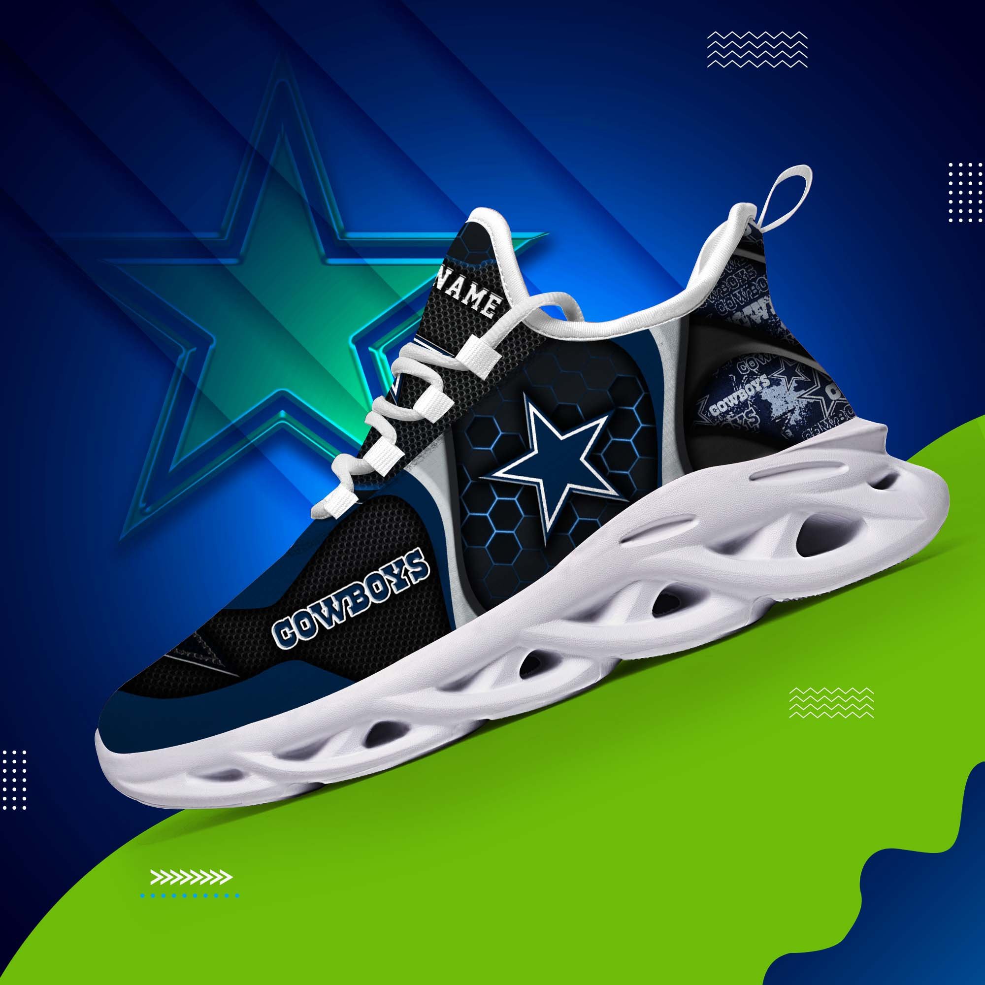 Dallas Cowboys White C Sneakers 2026 Version Personalized Your Name 432