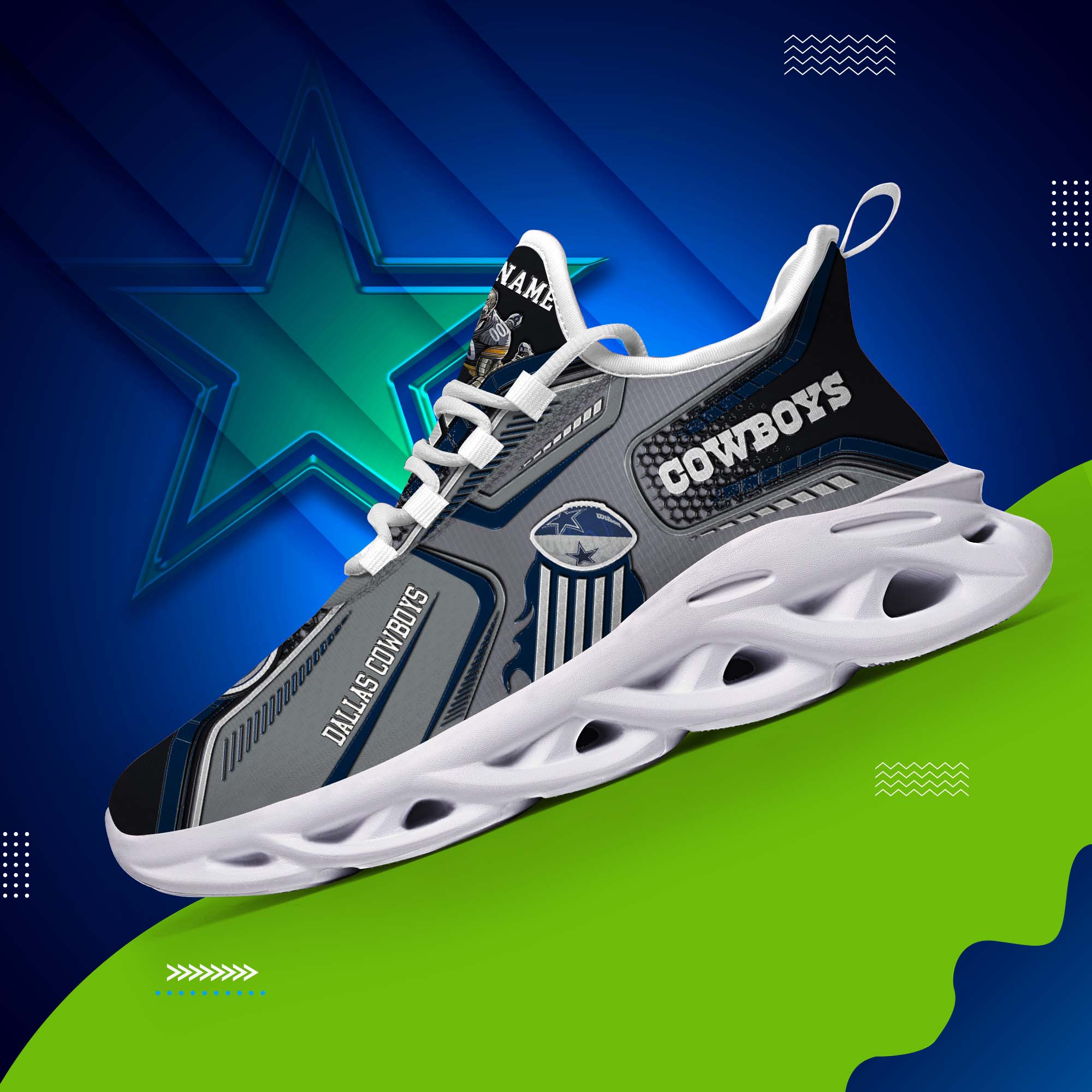 Dallas Cowboys White C Sneakers 2026 Version Personalized Your Name, Sport Sneakers , Sport Gifts PH605