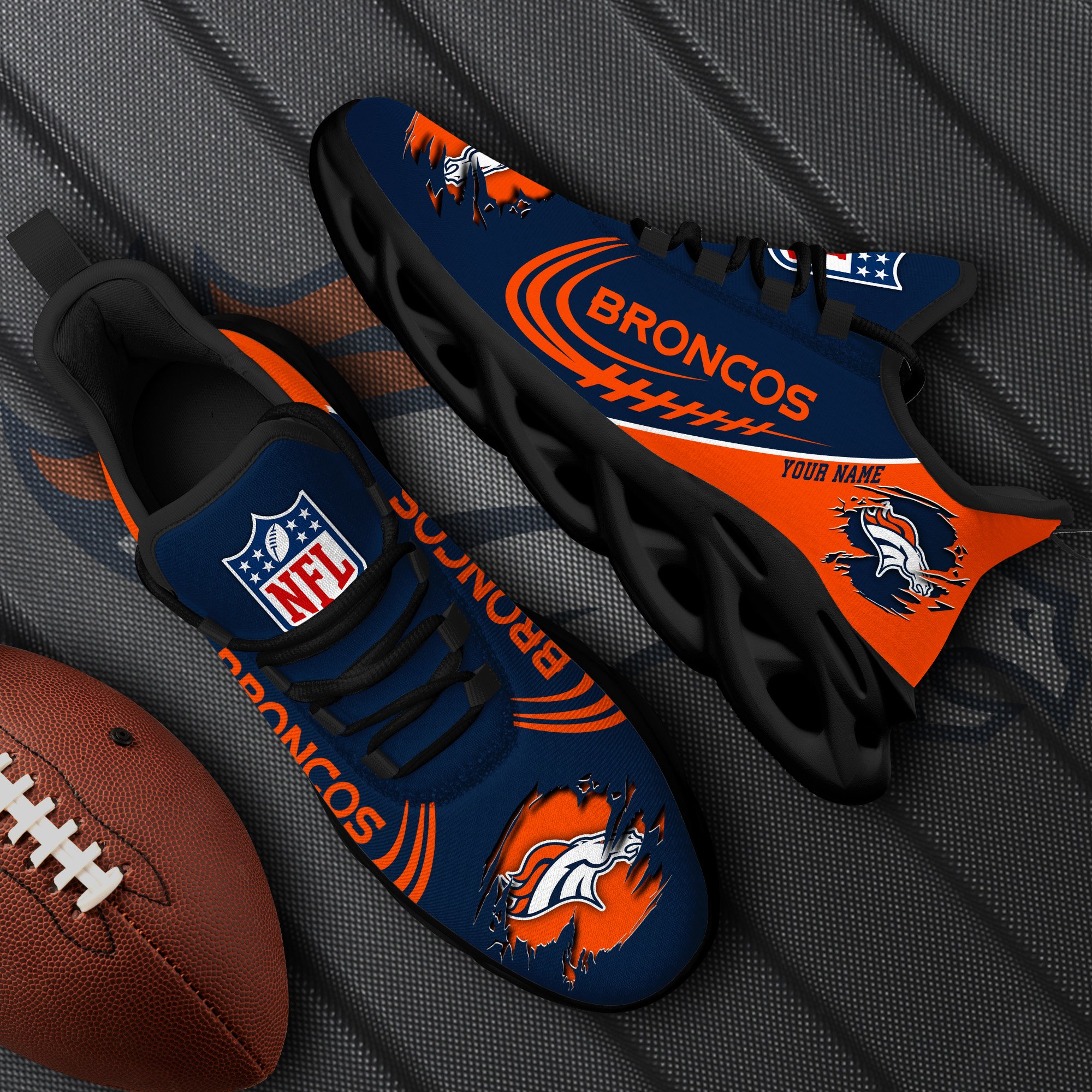 Denver Broncos Black Max Soul Shoes 2026 Versions Custom Name 003