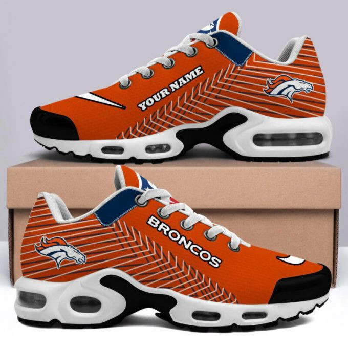 Denver Broncos Custom Name Orange Shoes Air Cushion Sneakers