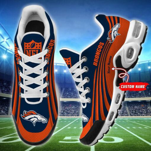 Denver Broncos Personalized Name Team Colors Wave Lines TN Shoes Air Cushion Sneakers
