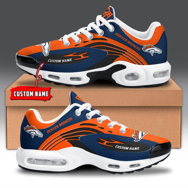 Denver Broncos Personalized Name Team Logo Mix Colors Wave Line TN Shoes Air Cushion Sneakers