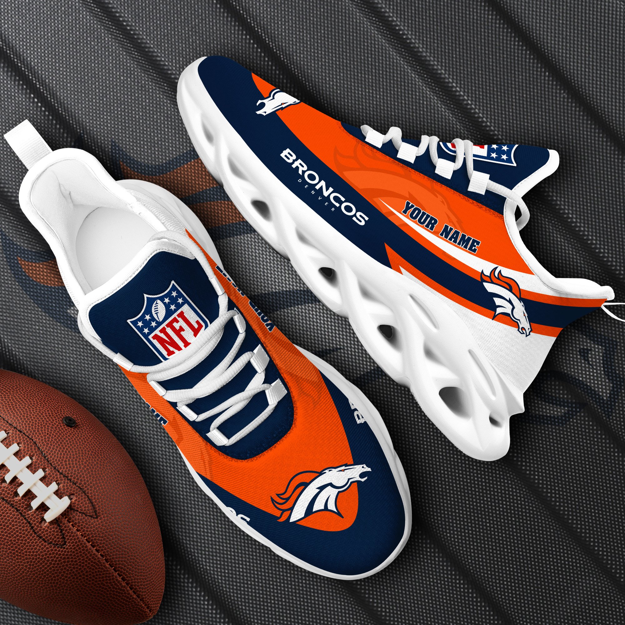 Denver Broncos White Max Soul Shoes 2026 Versions Custom Your Name, Sports Gift For Fan, Sport Gifts PH410