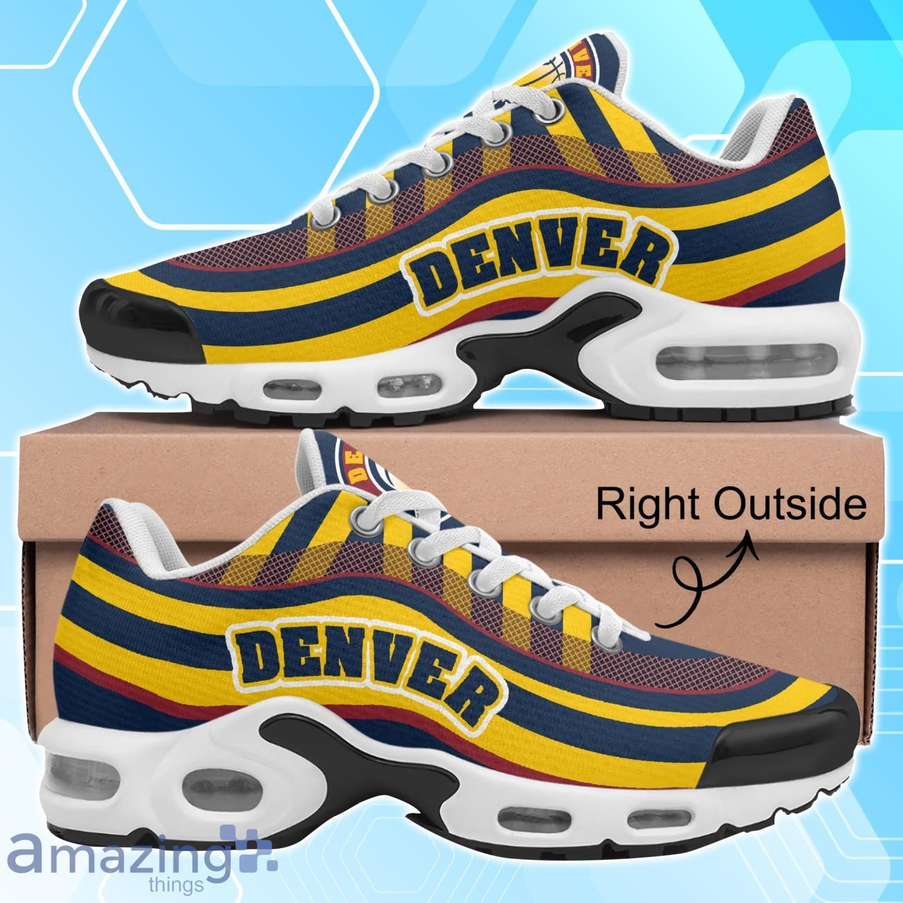 Denver Nuggets NBA Basketball Team Colors Waves TN Air Max Shoes Air Cushion Sneakers