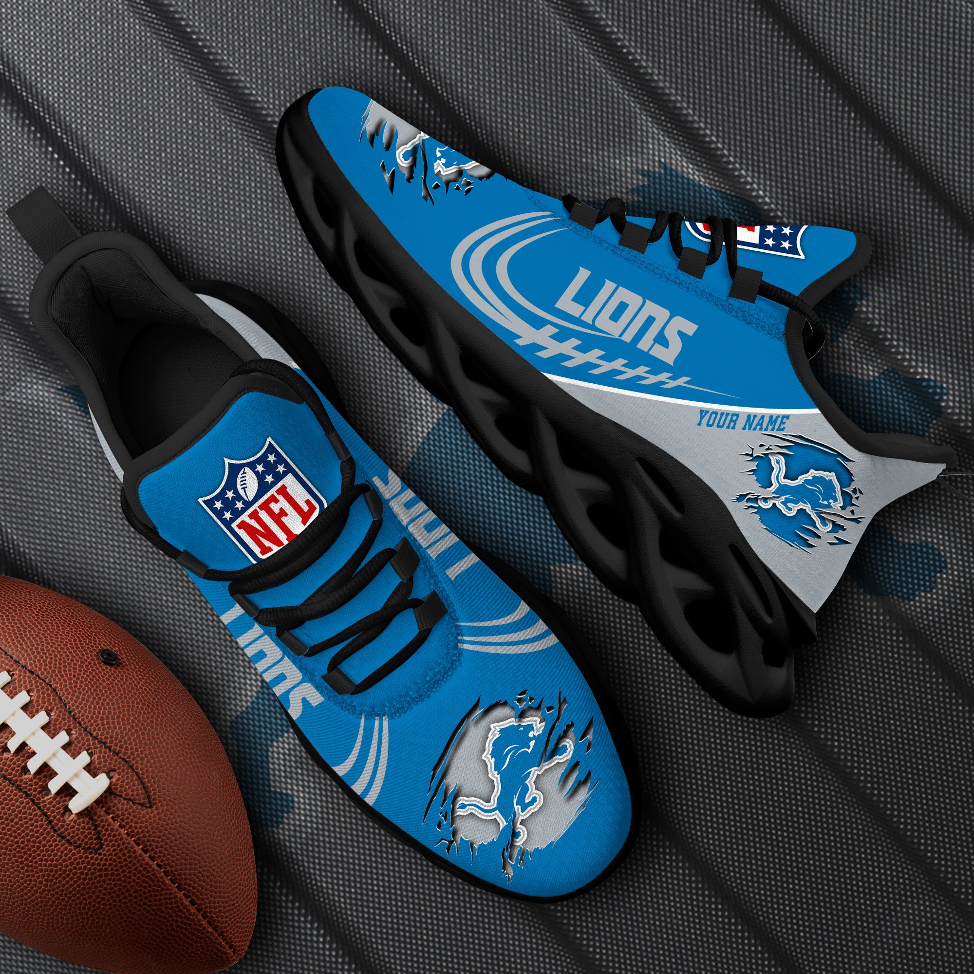 Detroit Lions Black Max Soul Shoes 2026 Versions Custom Name 003