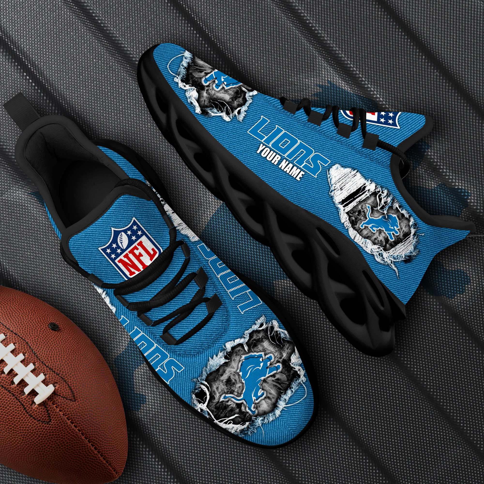 Detroit Lions Black Max Soul Shoes 2026 Versions Custom Name 554