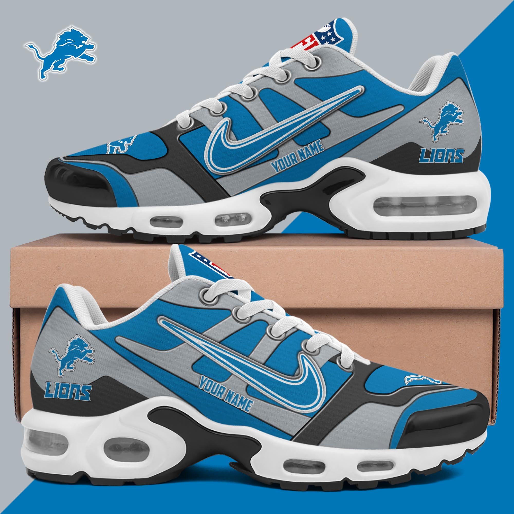Detroit Lions TN Shoes Custom Your Name 